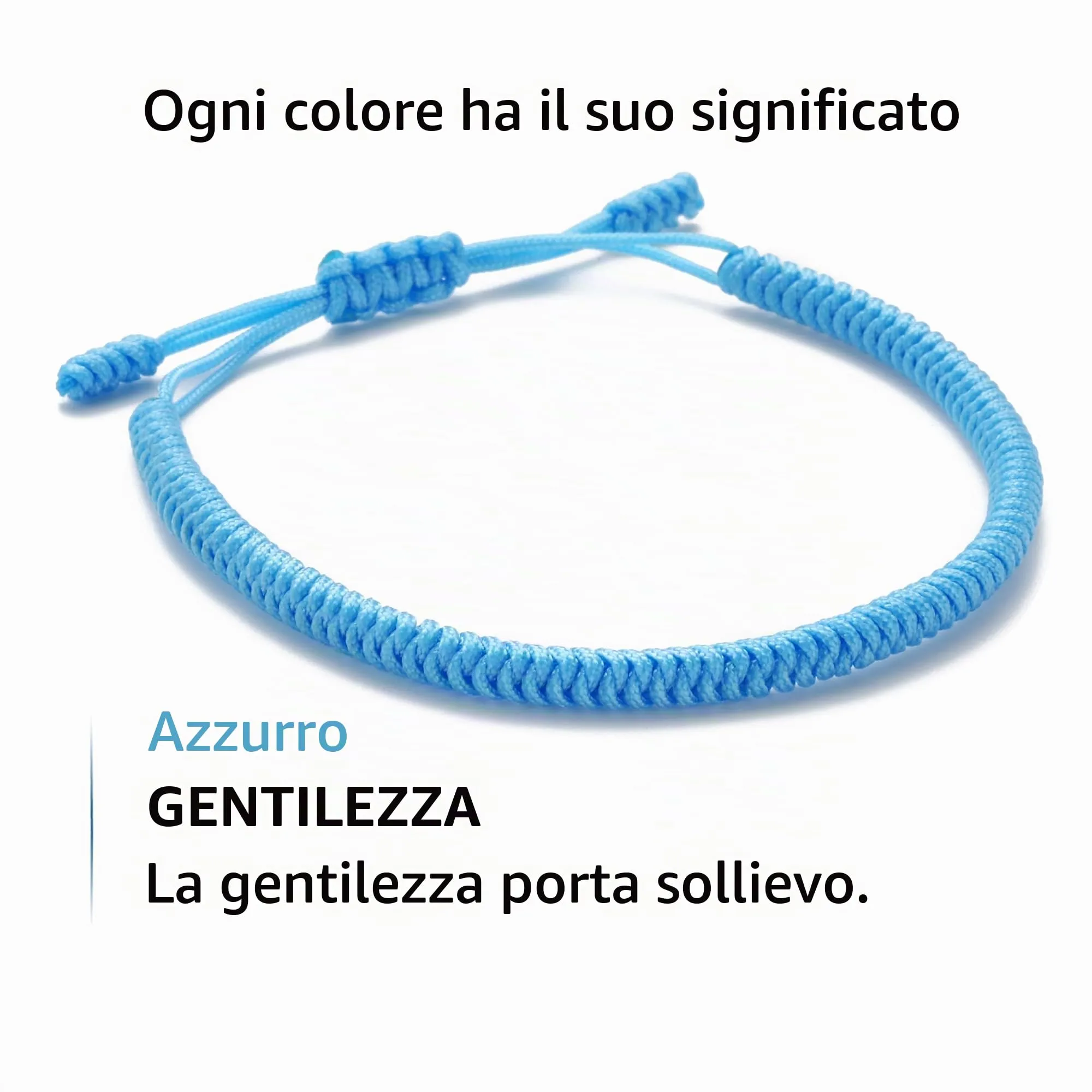 LUCKY BUDDHIST Bracciale Tibetano Buddista Regolabile in Corda Intrecciata con Portachiavi Buddha in Legno - immagine 3