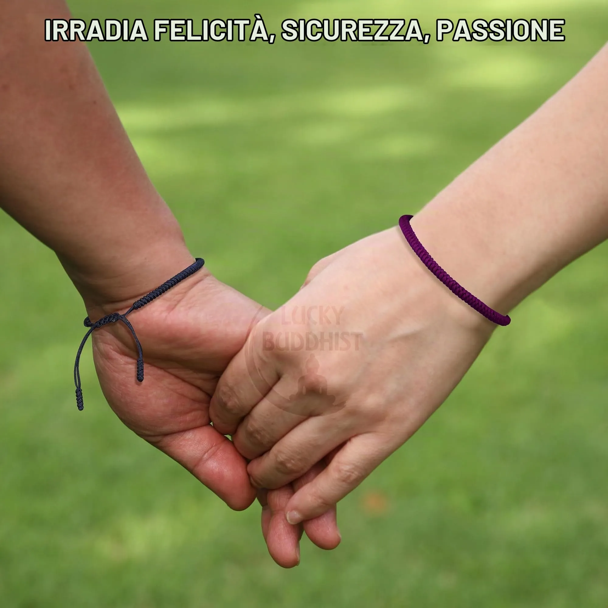 LUCKY BUDDHIST Bracciale Tibetano Buddista Regolabile in Corda Intrecciata con Portachiavi Buddha in Legno - immagine 7