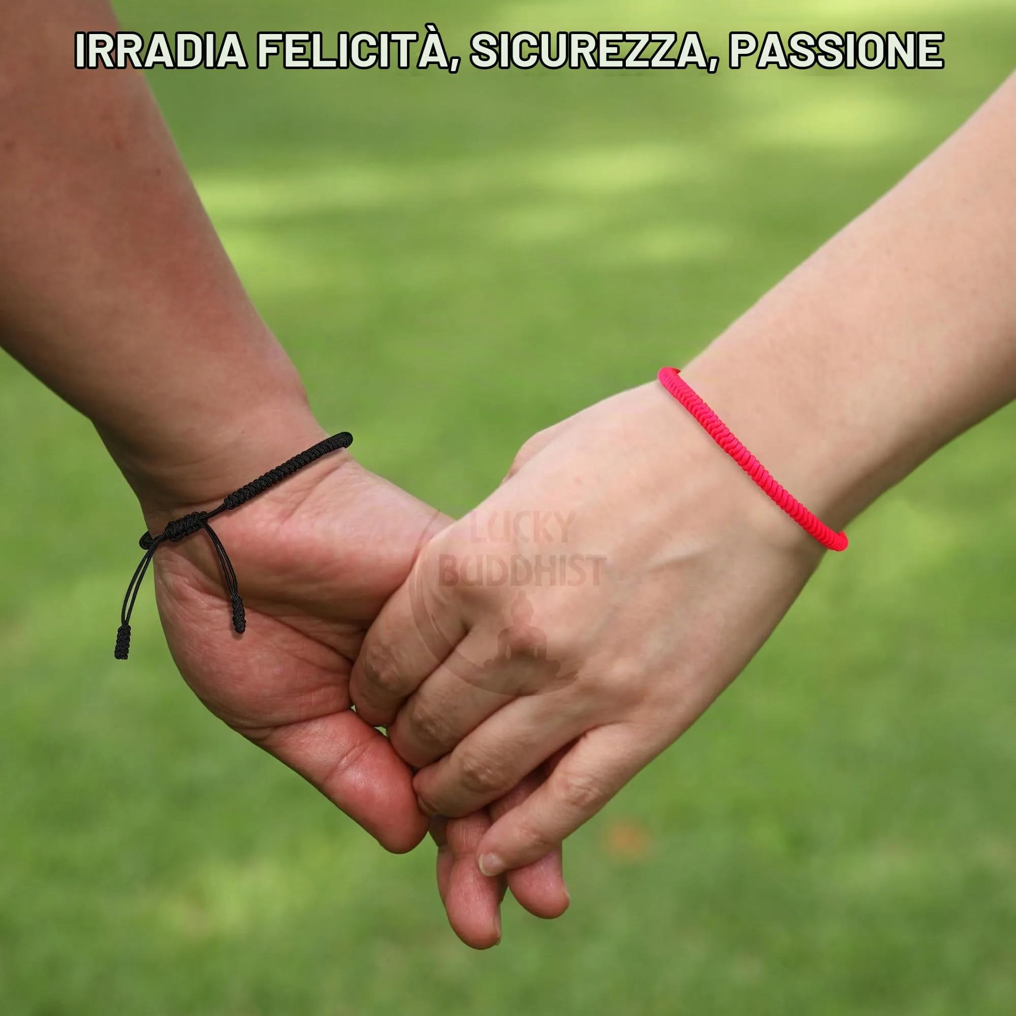 LUCKY BUDDHIST Bracciale Tibetano Buddista Regolabile in Corda Intrecciata con Portachiavi Buddha in Legno - immagine 7
