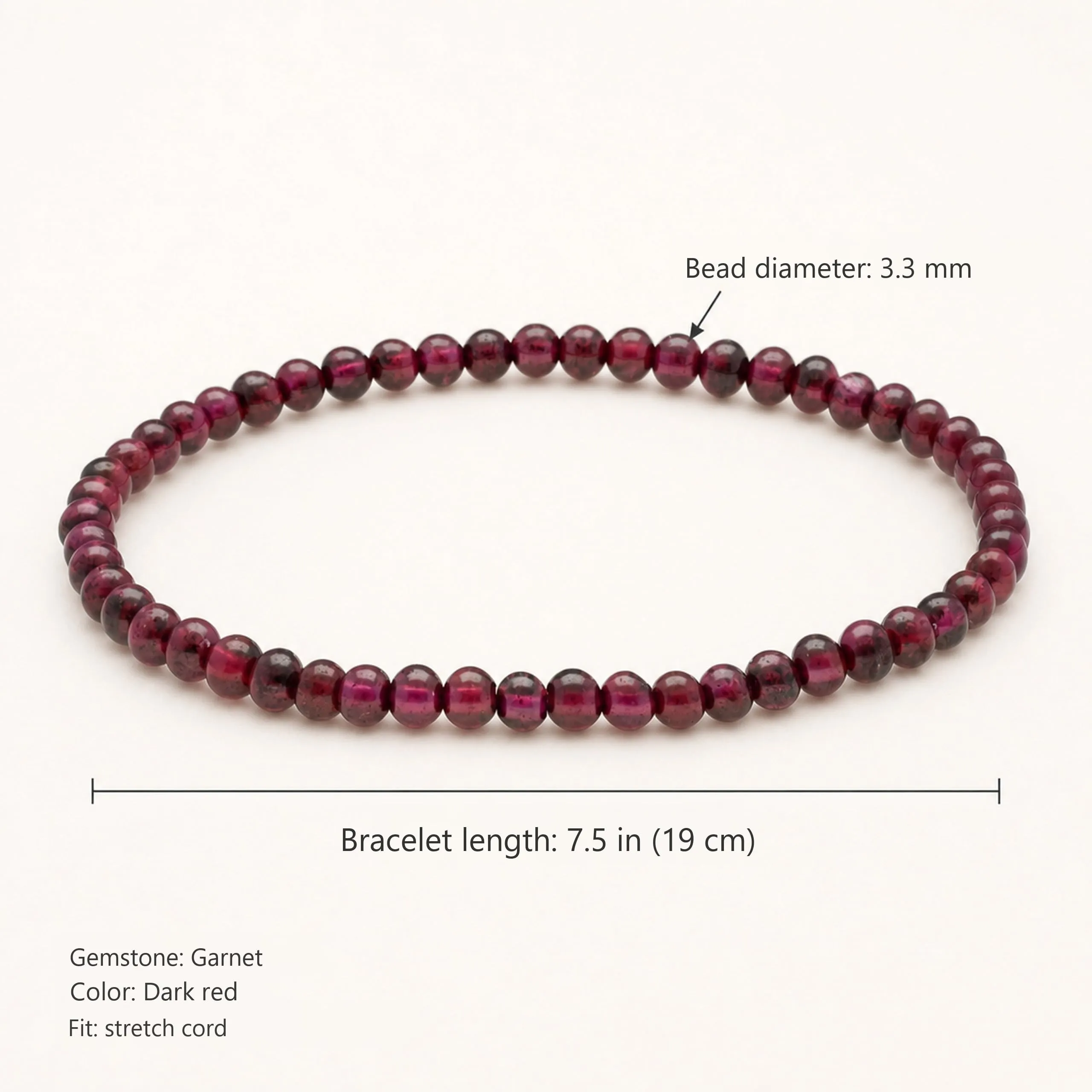 Lebensquelle Plus Mini Bracciale con perline 4-5 mm Granato - immagine 3