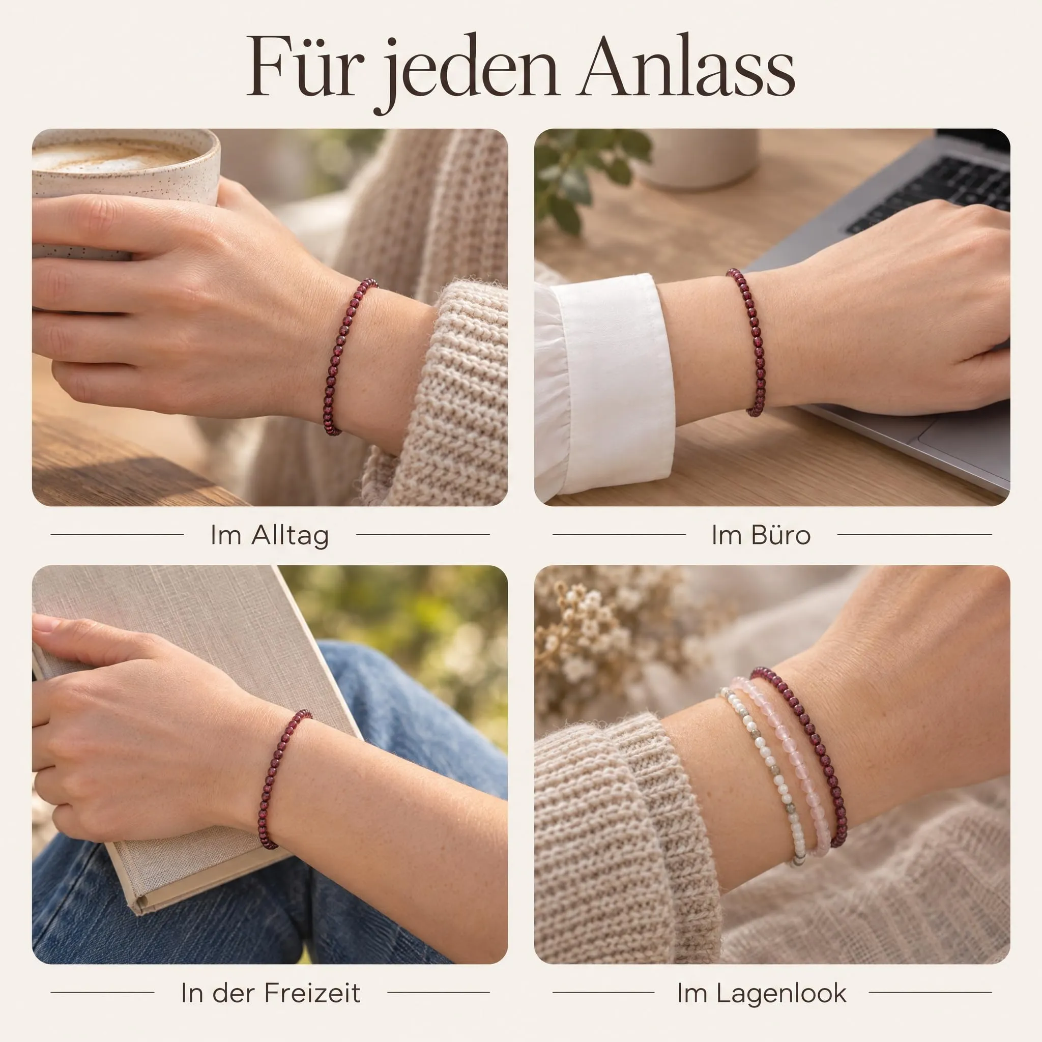 Lebensquelle Plus Mini Bracciale con perline 4-5 mm Granato - immagine 7