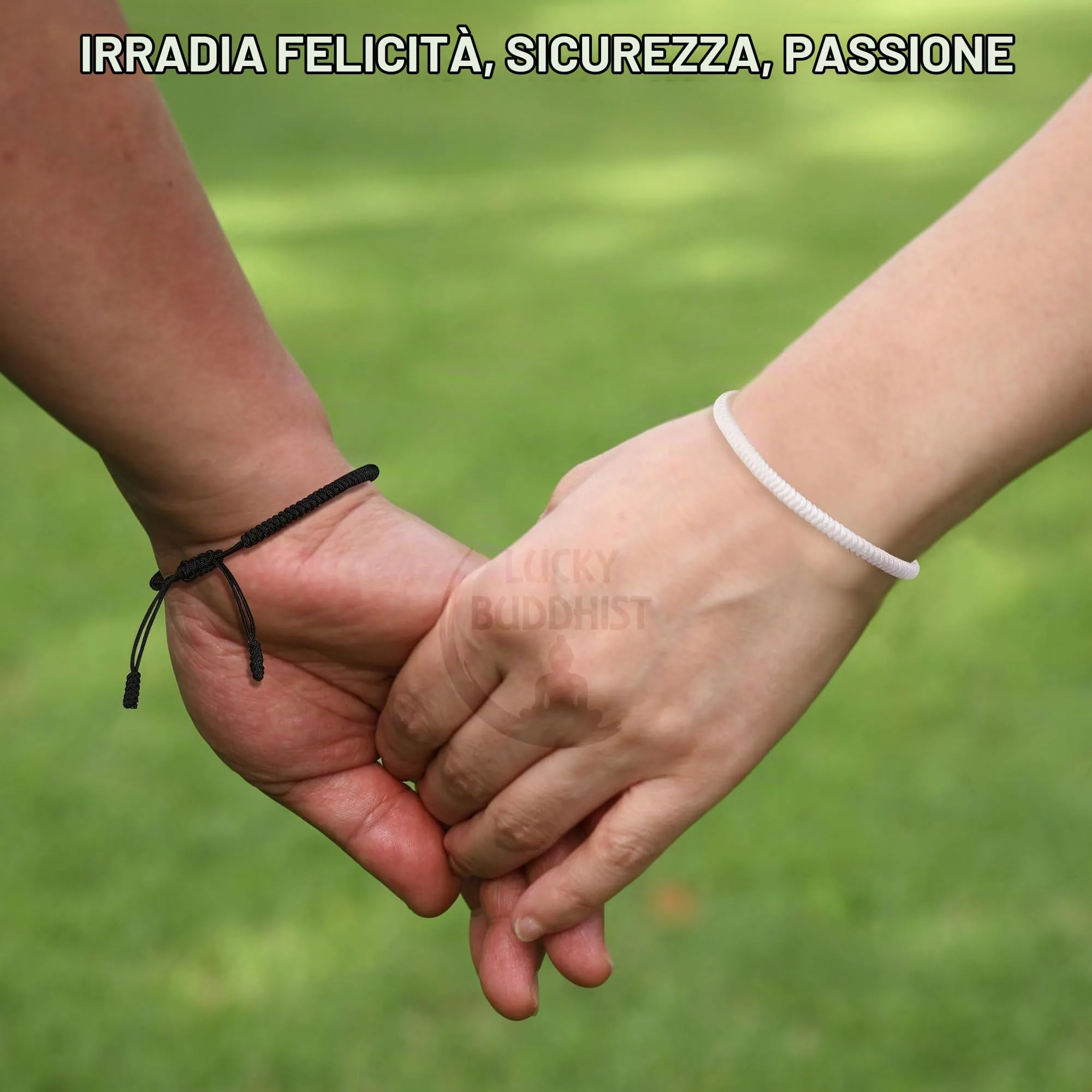 LUCKY BUDDHIST Bracciale Tibetano Buddista Regolabile in Corda Intrecciata con Portachiavi Buddha in Legno - immagine 7