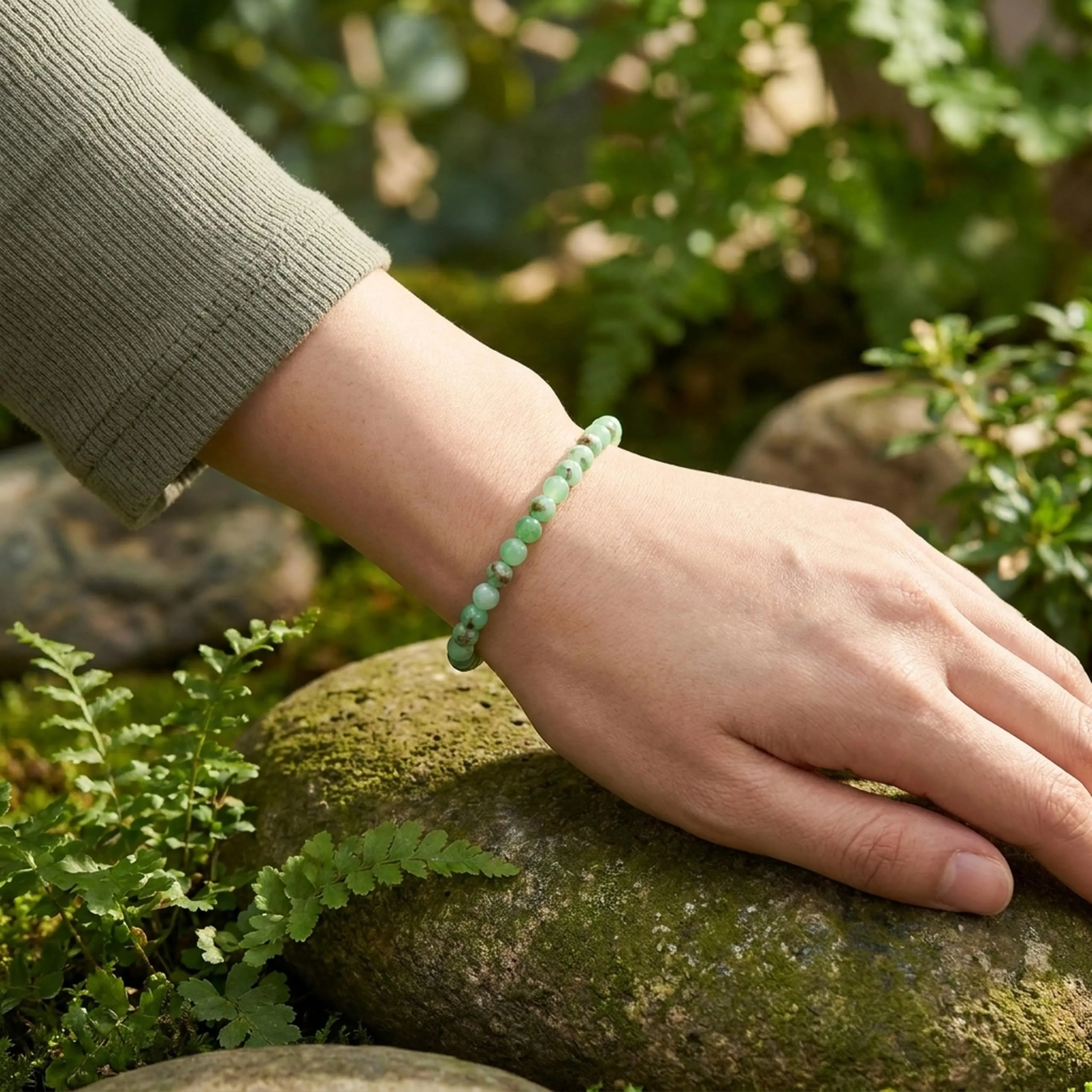 Lebensquelle Plus Mini Bracciale con Perline 4-5 mm (Crisoprasio) - immagine 2