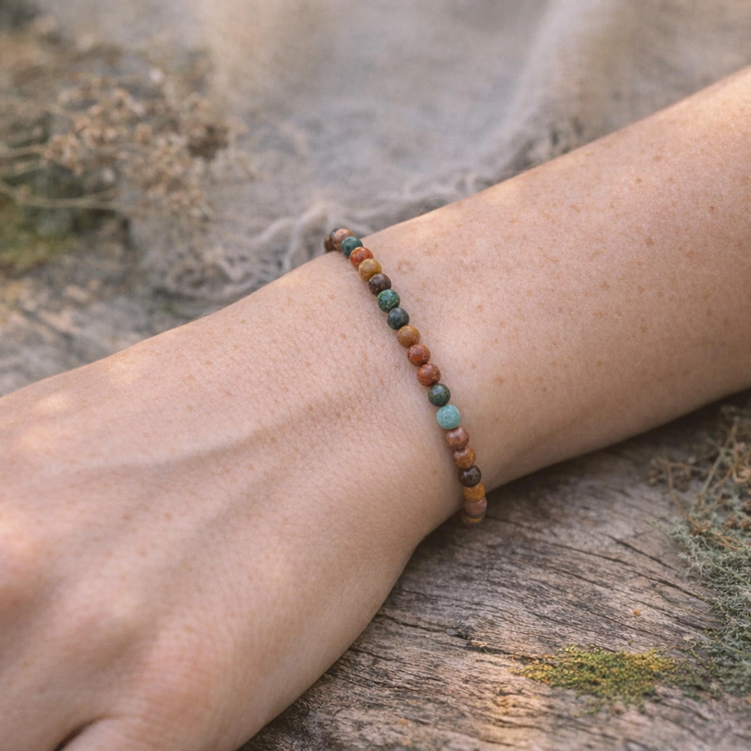 Lebensquelle Plus Mini Bracciale con Perline 4-5 mm - Diaspro Oceano - immagine 2