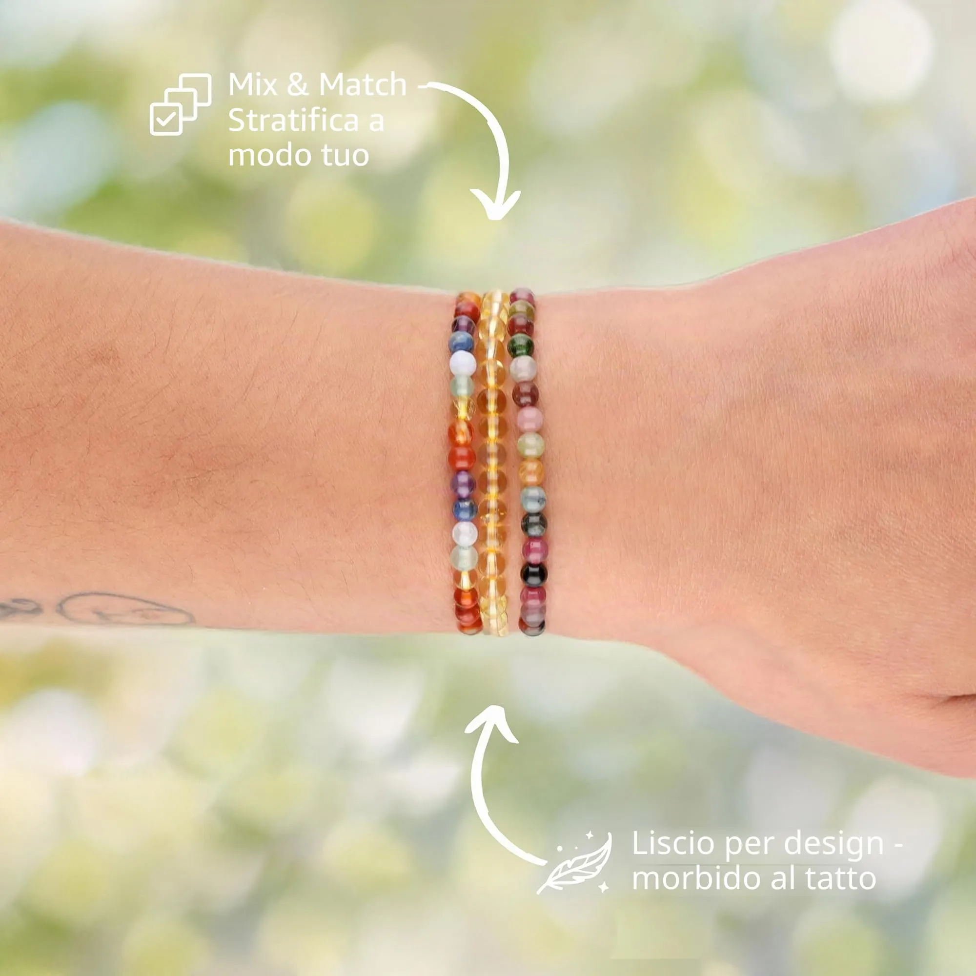 Lebensquelle Plus Mini Bracciale con Perline 4-5 mm - Diaspro Oceano - immagine 3