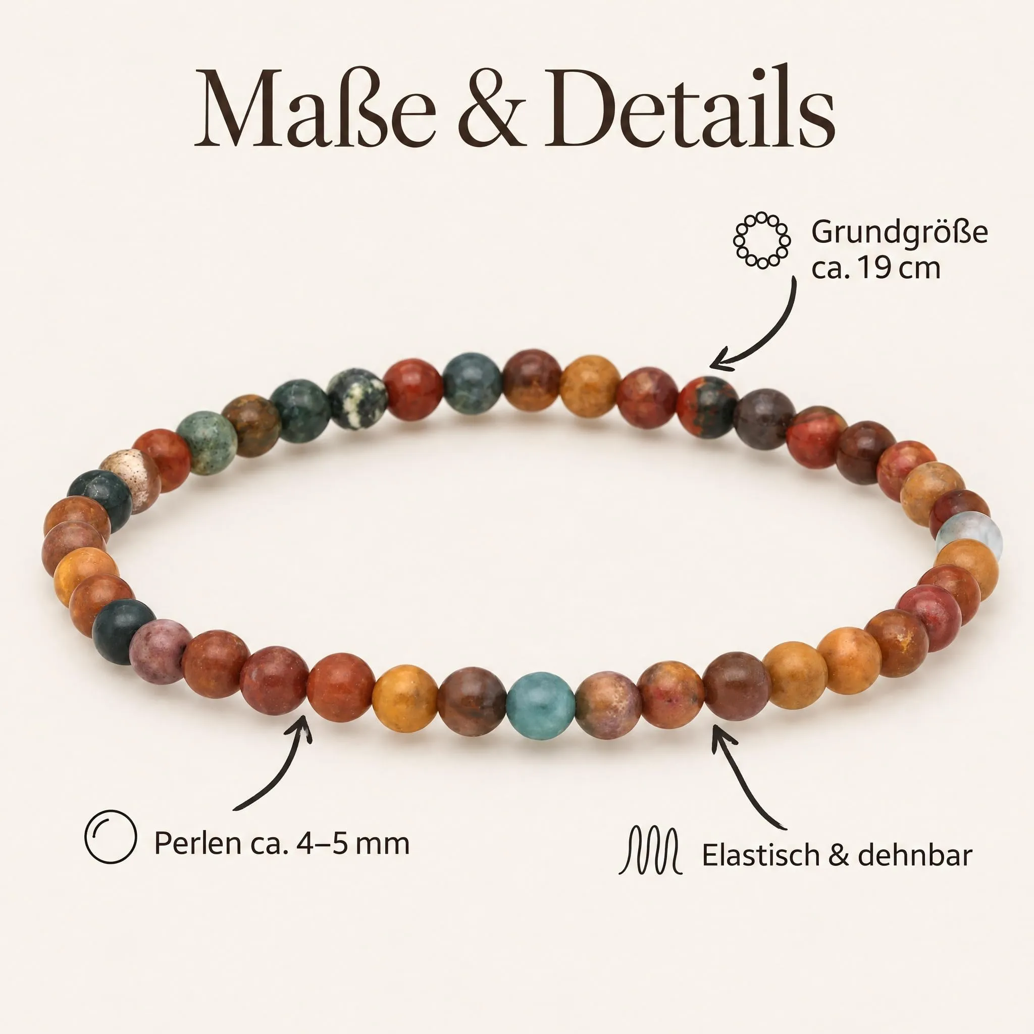Lebensquelle Plus Mini Bracciale con Perline 4-5 mm - Diaspro Oceano - immagine 6