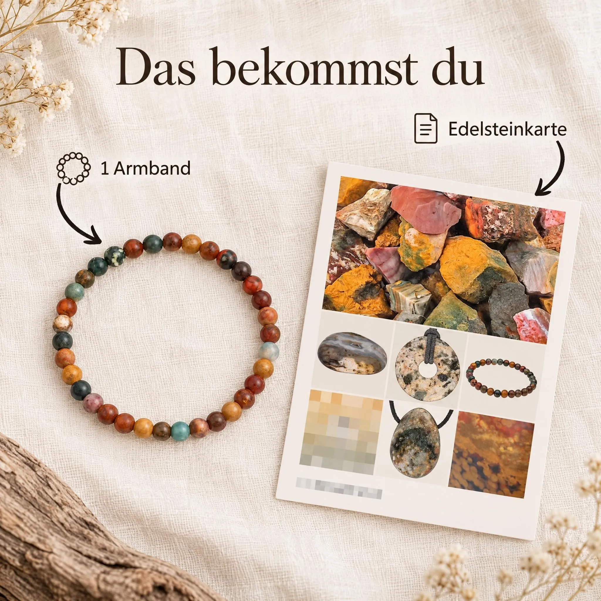 Lebensquelle Plus Mini Bracciale con Perline 4-5 mm - Diaspro Oceano - immagine 7
