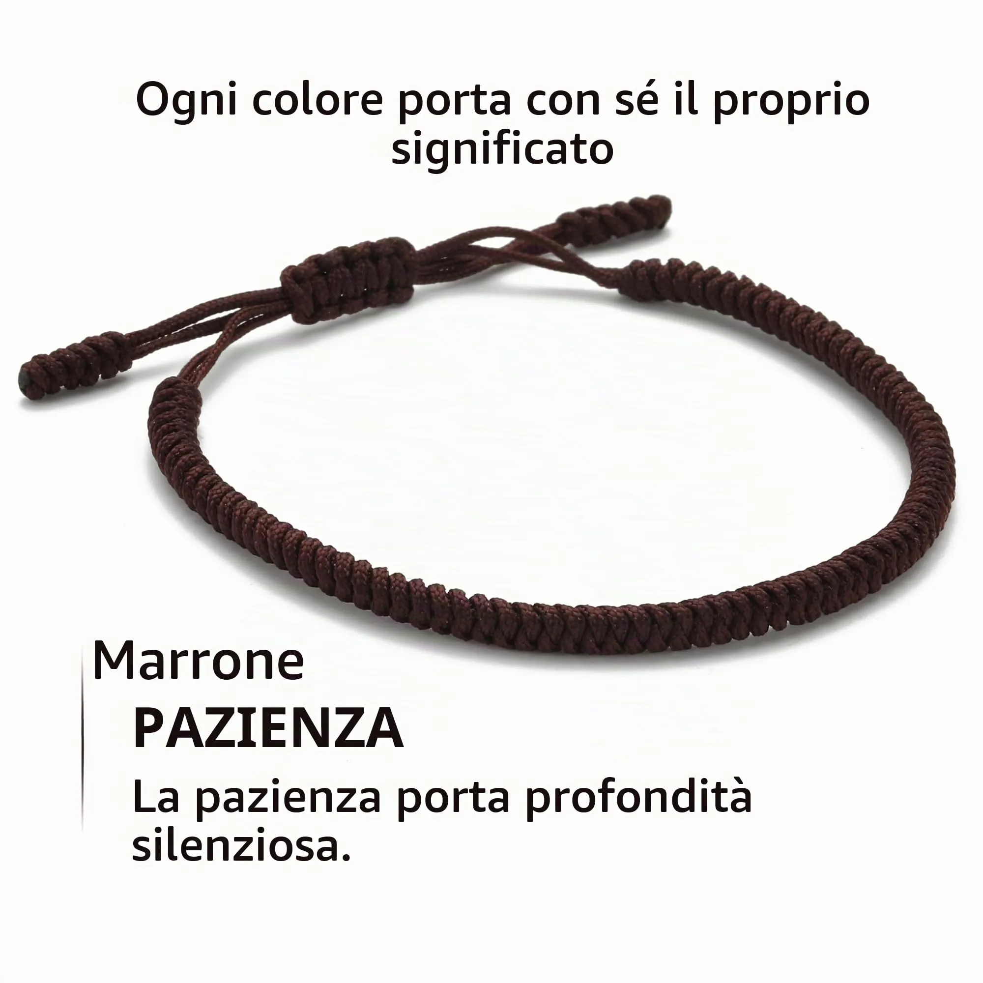 LUCKY BUDDHIST Bracciale Tibetano Buddista Regolabile in Corda Intrecciata con Portachiavi Buddha in Legno - immagine 3
