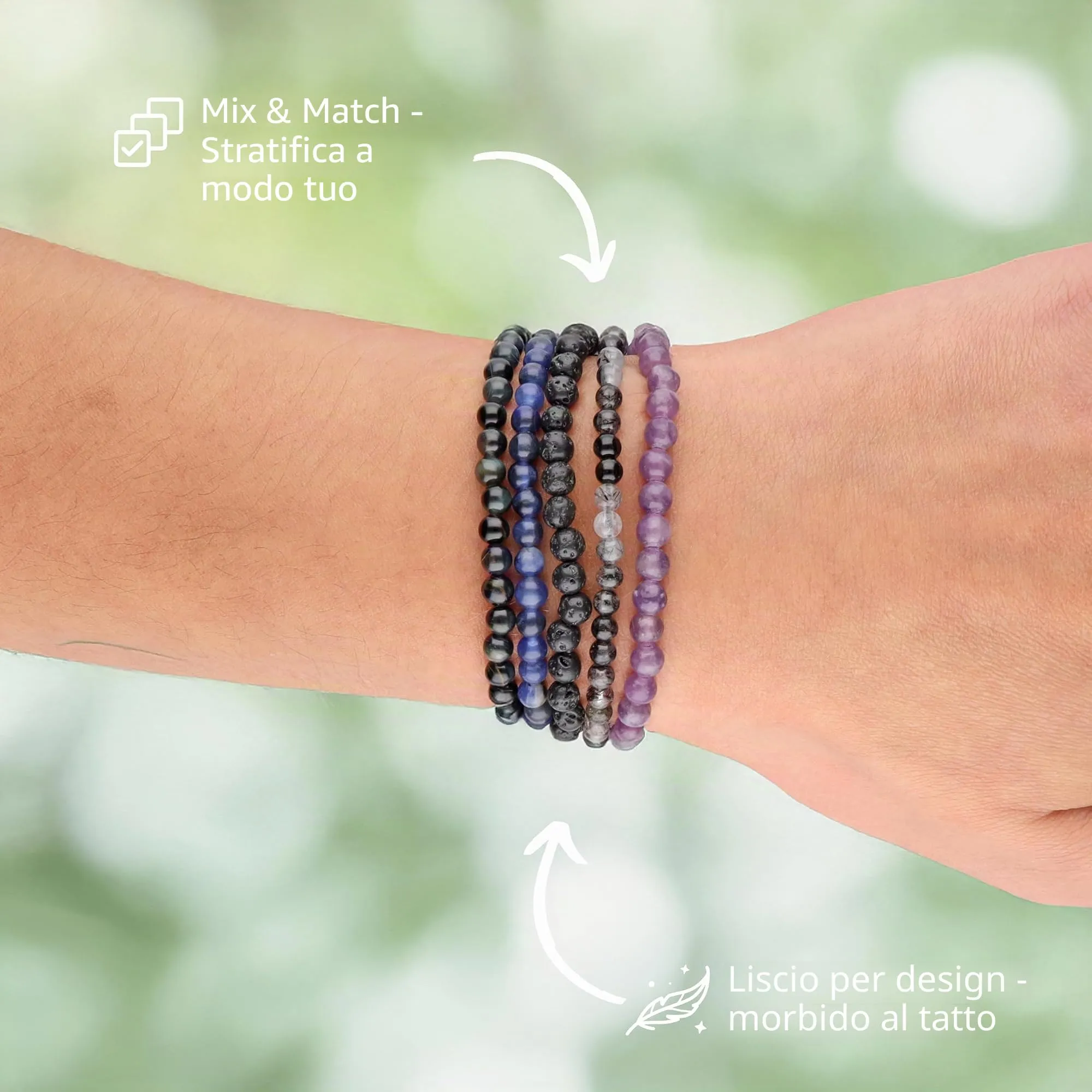 Lebensquelle Plus Mini bracciale con perline 4-5 mm Lepidolith - immagine 3