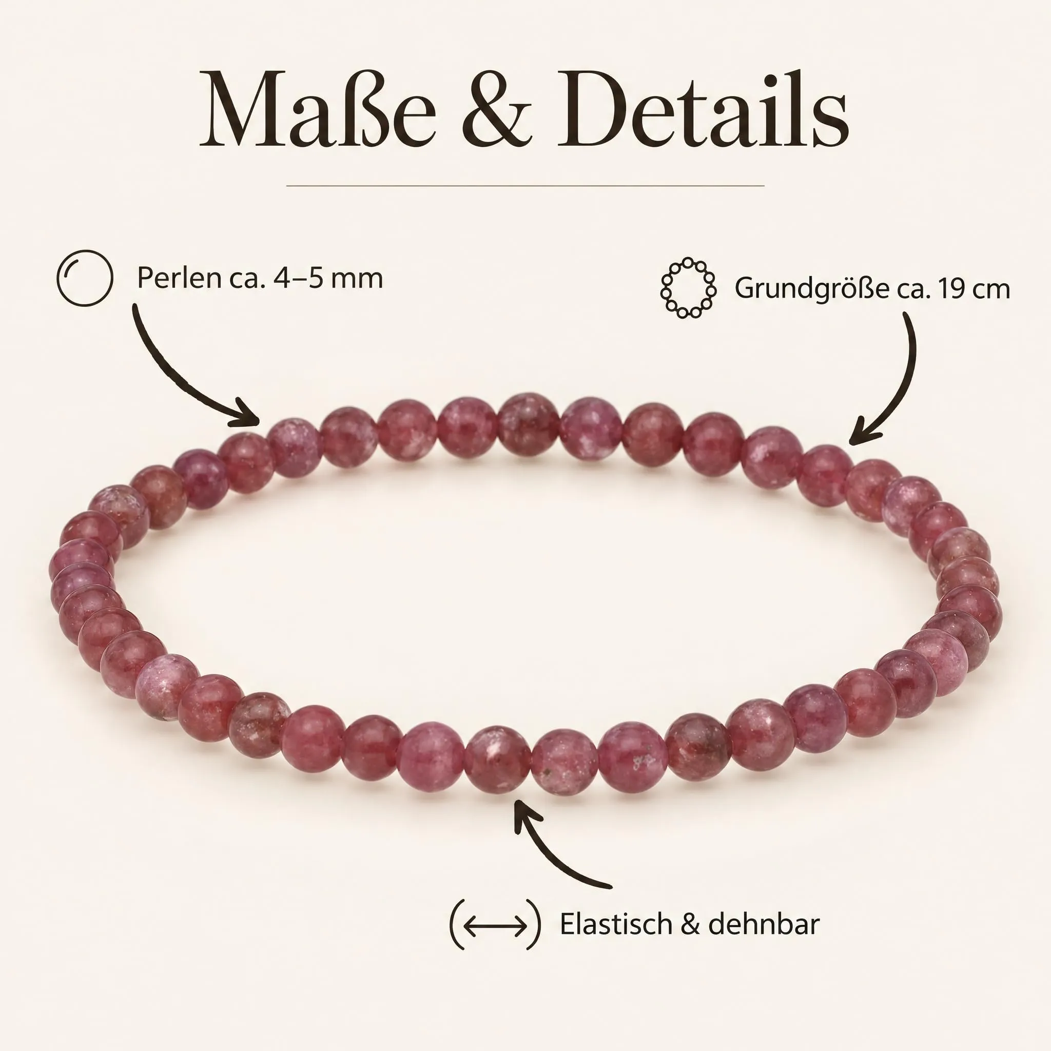 Lebensquelle Plus Mini bracciale con perline 4-5 mm Lepidolith - immagine 4