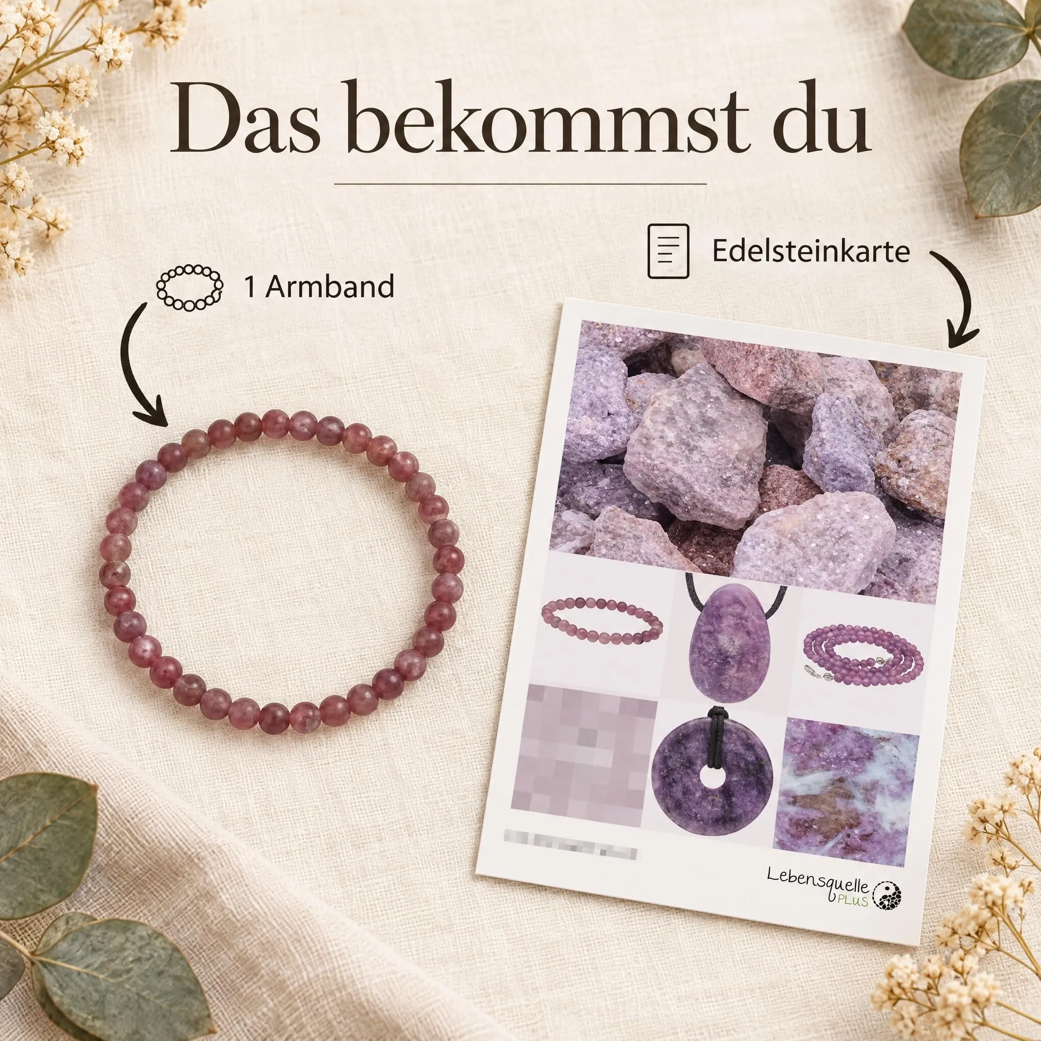 Lebensquelle Plus Mini bracciale con perline 4-5 mm Lepidolith - immagine 5