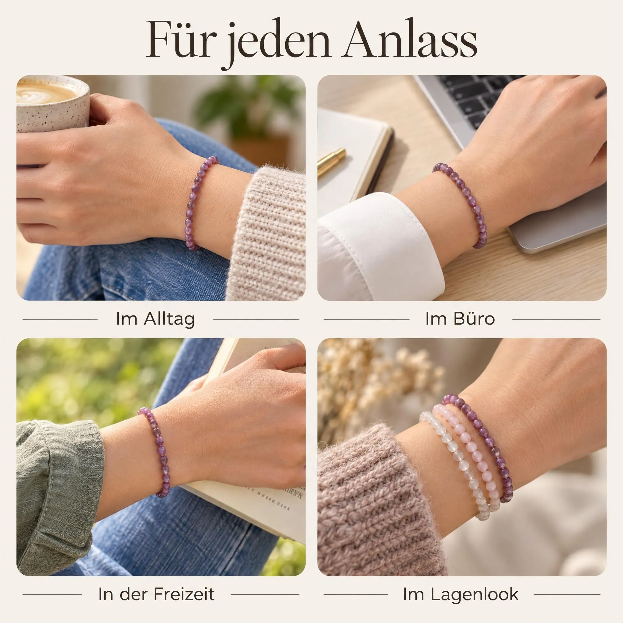 Lebensquelle Plus Mini bracciale con perline 4-5 mm Lepidolith - immagine 6