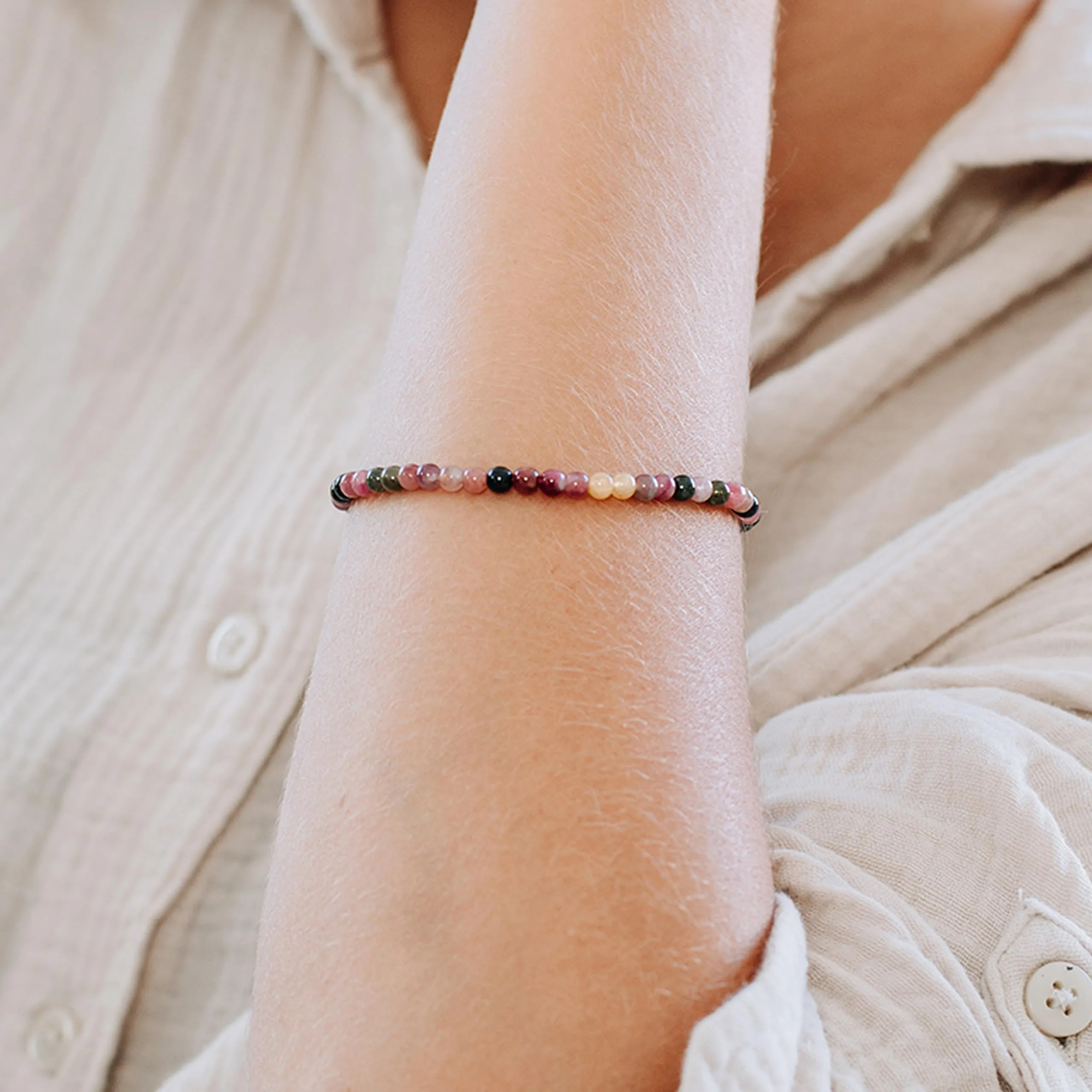 Lebensquelle Plus Mini bracciale con perline 4-5 mm Tormalina variopinta - immagine 2