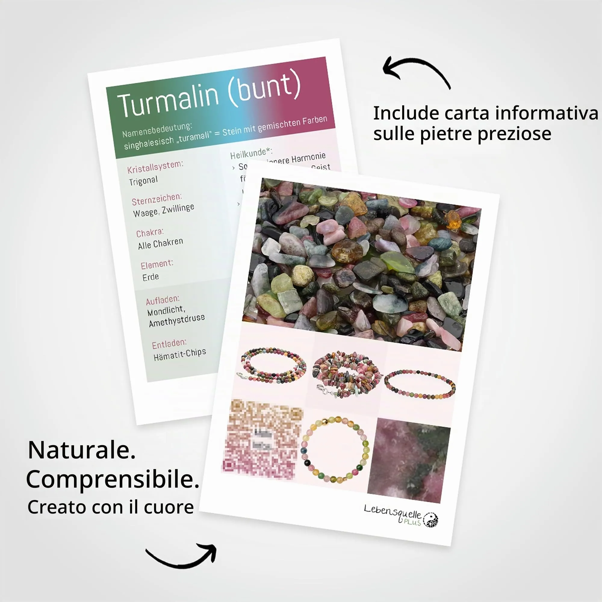Lebensquelle Plus Mini bracciale con perline 4-5 mm Tormalina variopinta - immagine 4