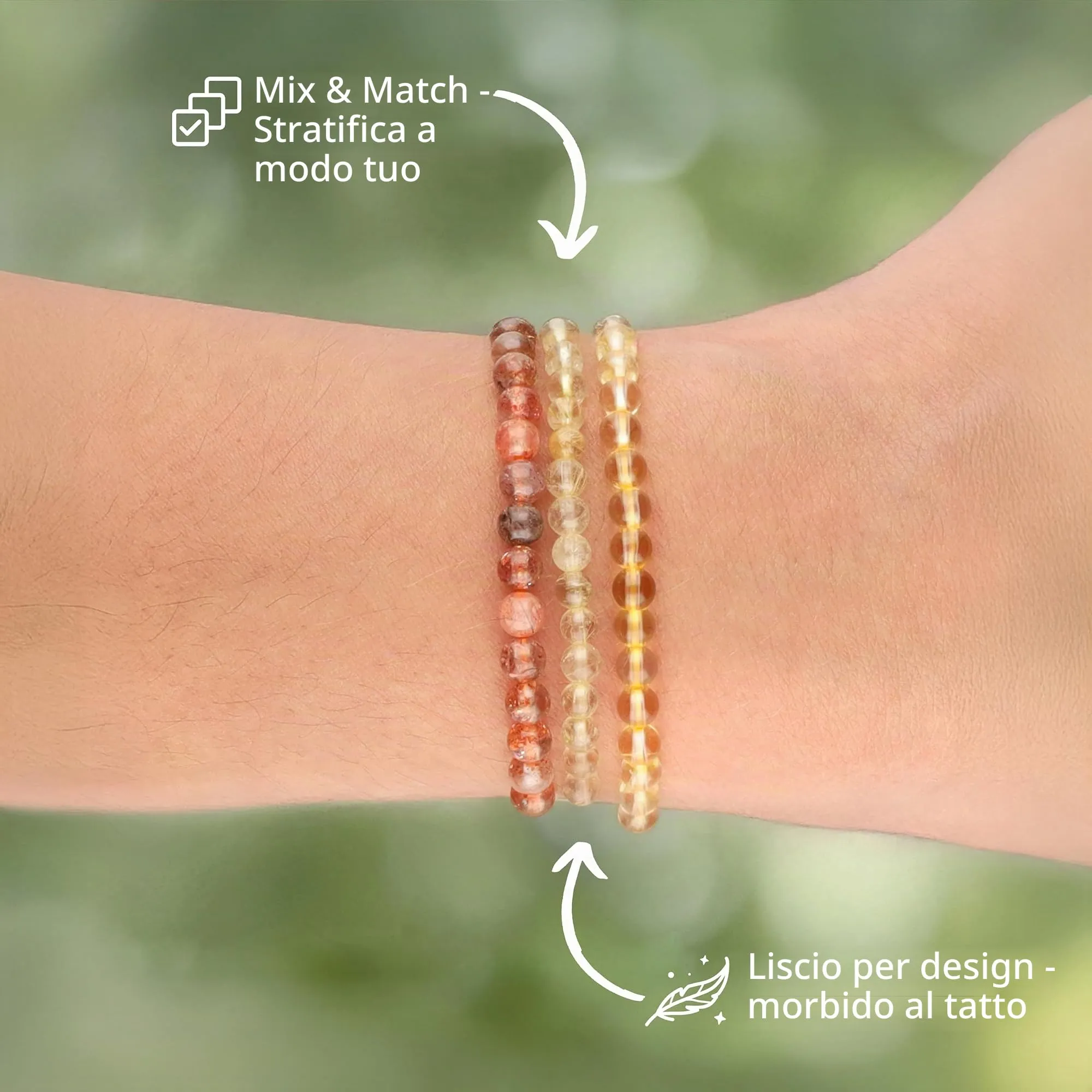 Lebensquelle Plus Mini Bracciale con Perline 4-5 mm (Quarzo Rutilato) - immagine 3