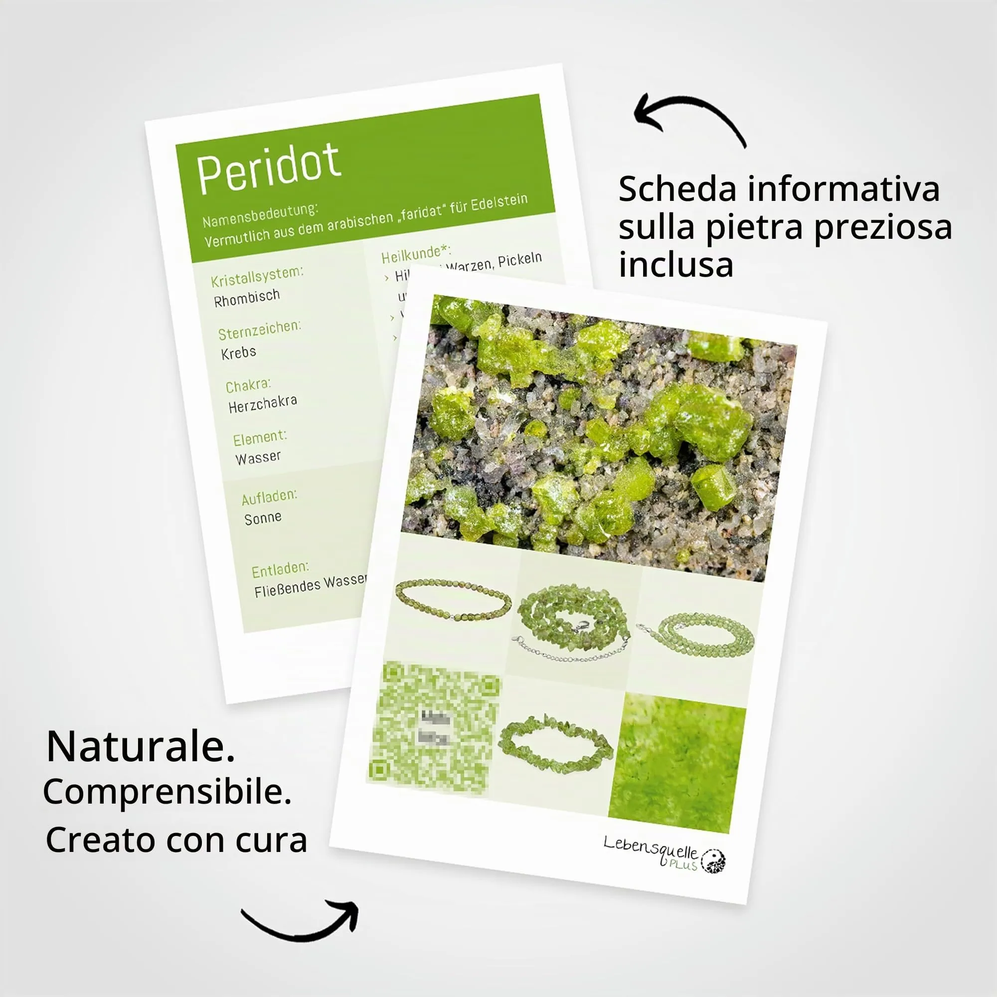 Lebensquelle Plus Bracciale in Peridoto e Argento 925, sfere 4 mm, 19 cm - immagine 4