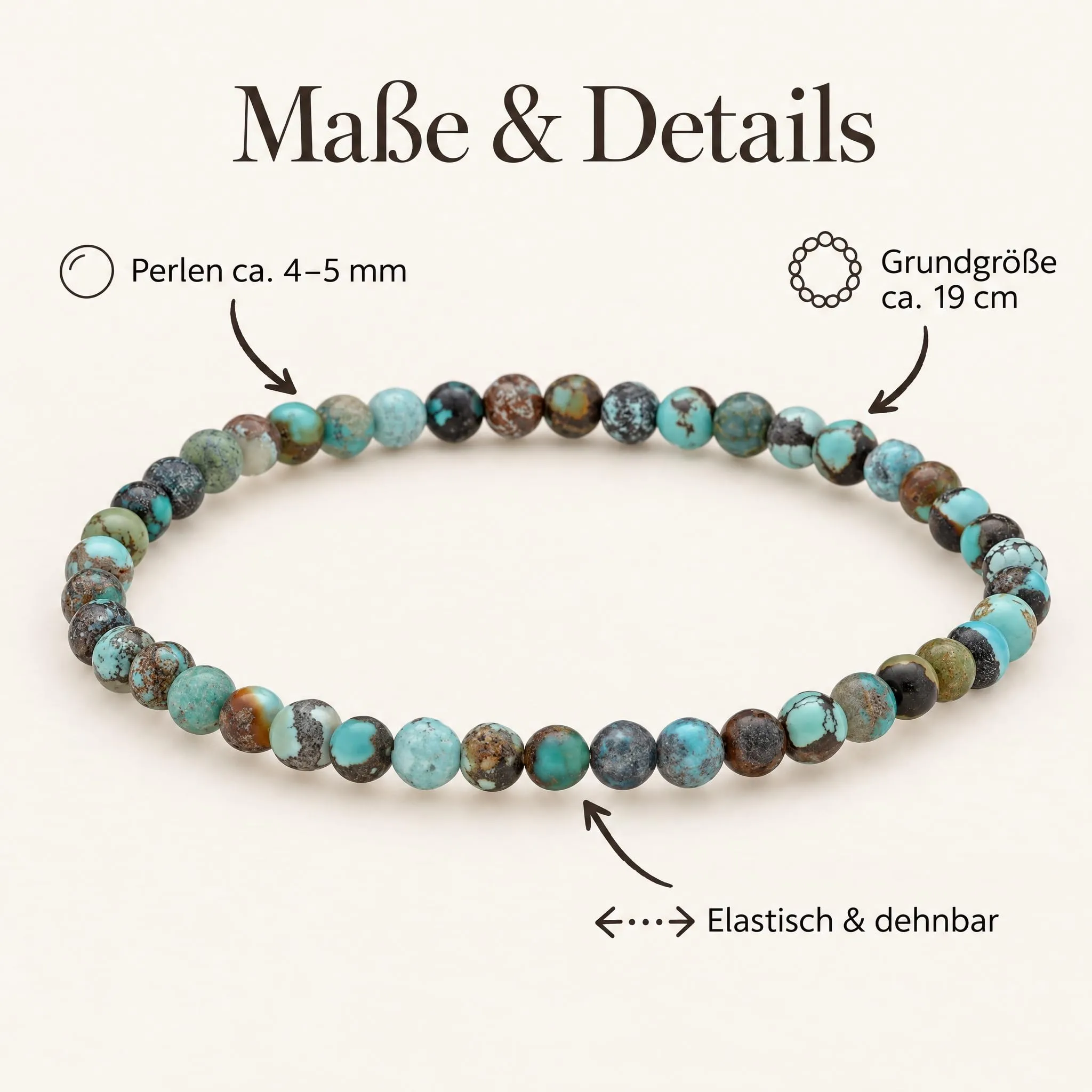 Lebensquelle Plus Mini Bracciale con Perline 4-5 mm Turchese Naturale - immagine 4