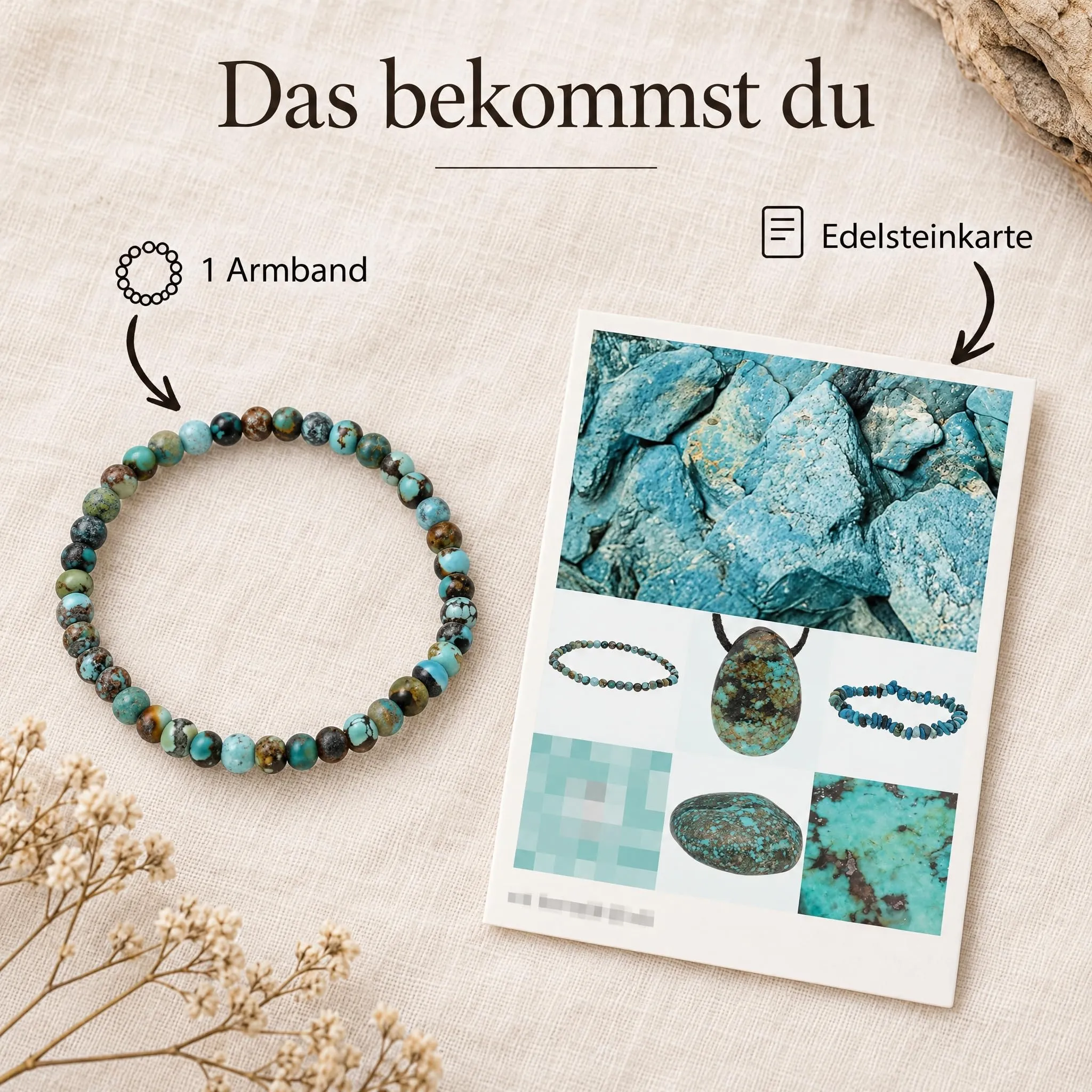 Lebensquelle Plus Mini Bracciale con Perline 4-5 mm Turchese Naturale - immagine 5