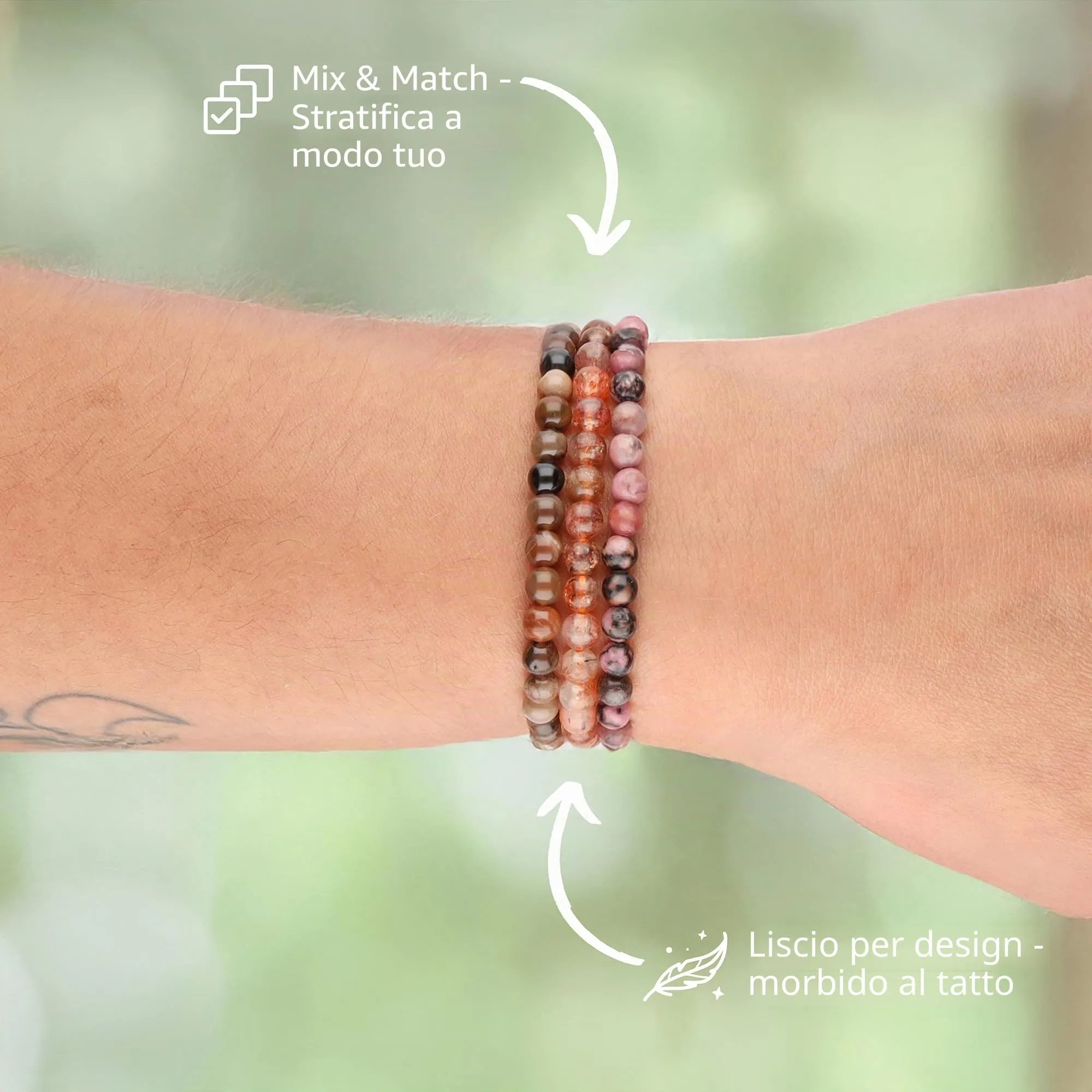 Lebensquelle Plus Mini bracciale con perline 4-5 mm, Pietra del sole - immagine 3