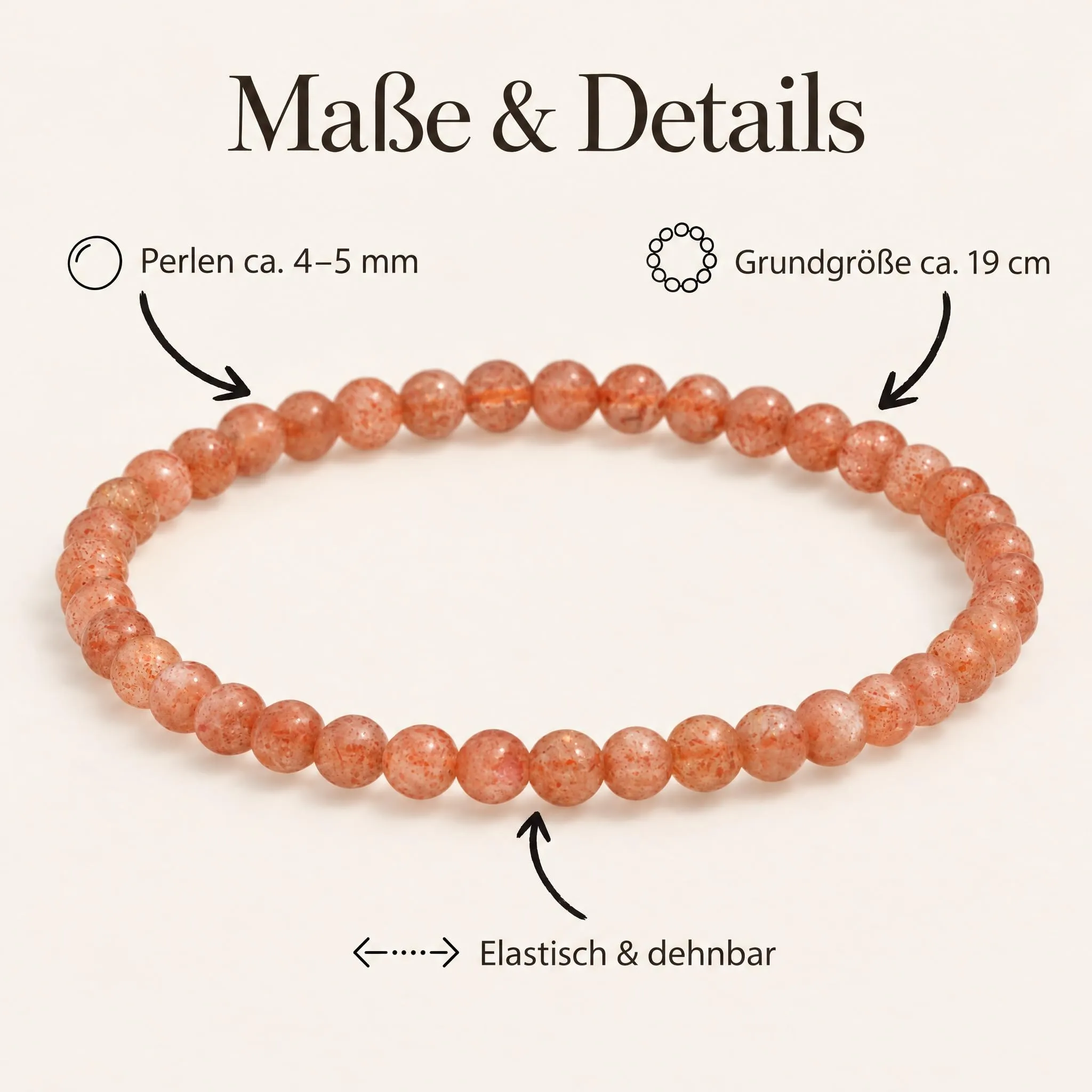 Lebensquelle Plus Mini bracciale con perline 4-5 mm, Pietra del sole - immagine 7