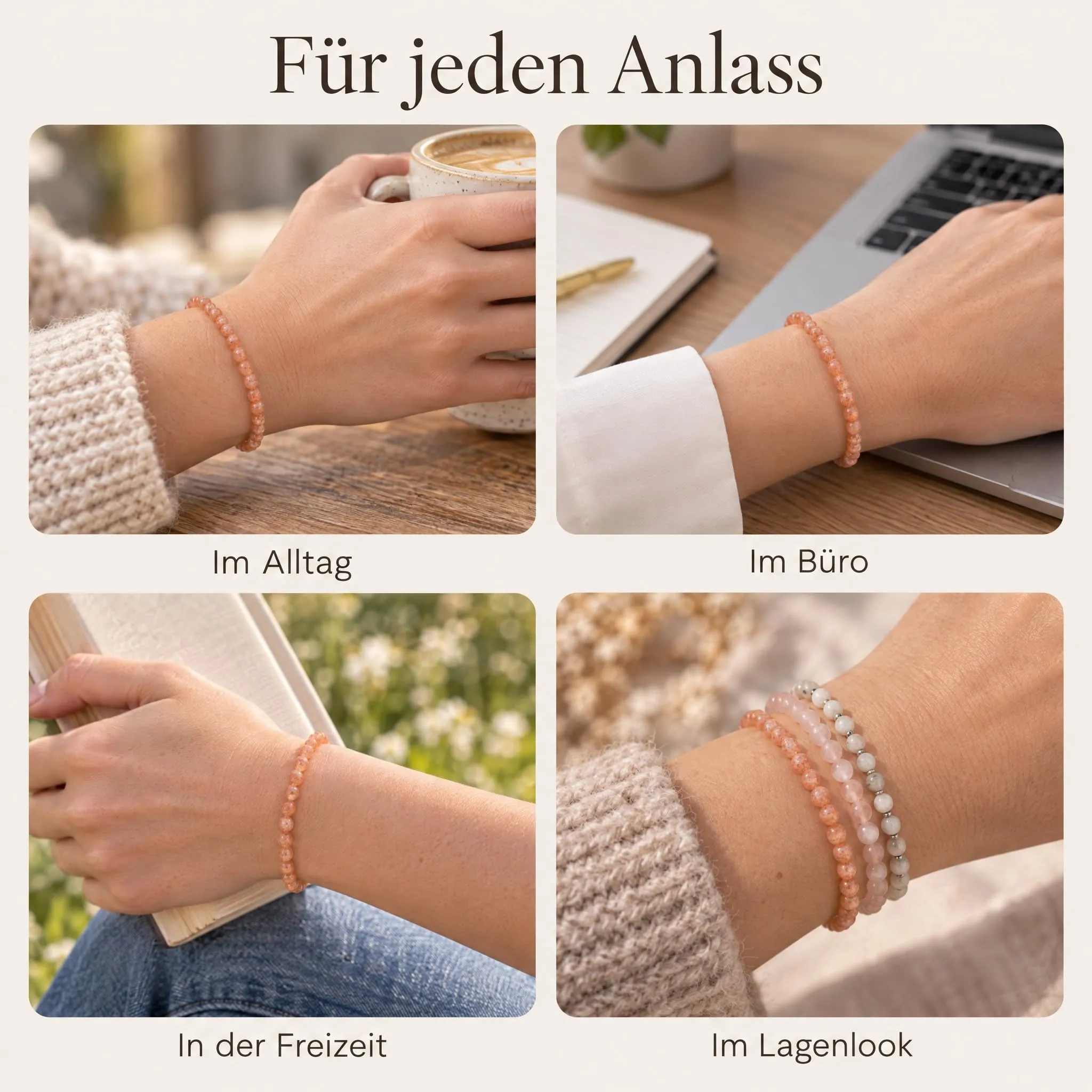 Lebensquelle Plus Mini bracciale con perline 4-5 mm, Pietra del sole - immagine 8
