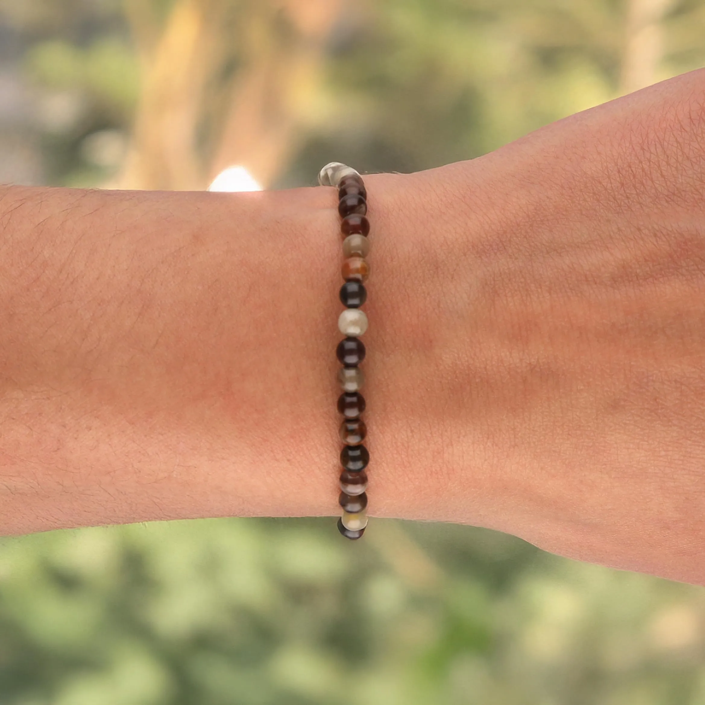 Lebensquelle Plus Mini Bracciale in Legno Fossile, perline 4-5 mm - immagine 2