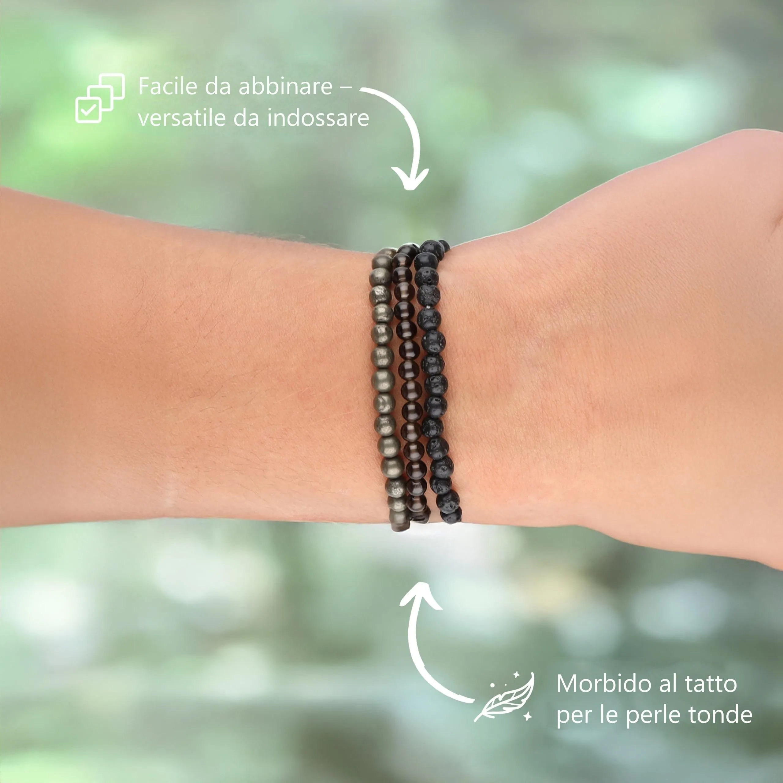 Lebensquelle Plus Mini bracciale con perline 4-5 mm (Pirite) - immagine 3