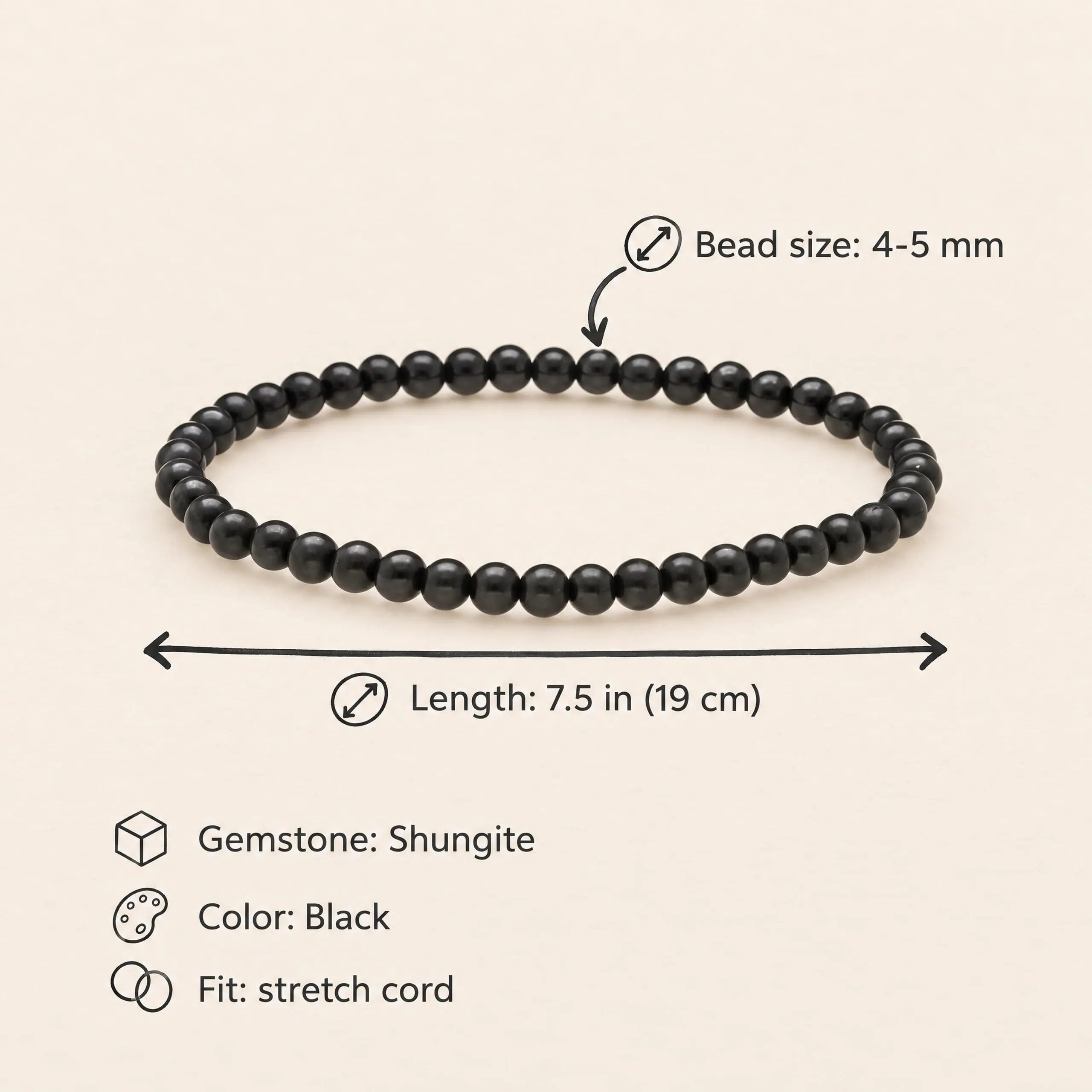 Lebensquelle Plus Mini bracciale con perline 4-5 mm Shungite - immagine 3