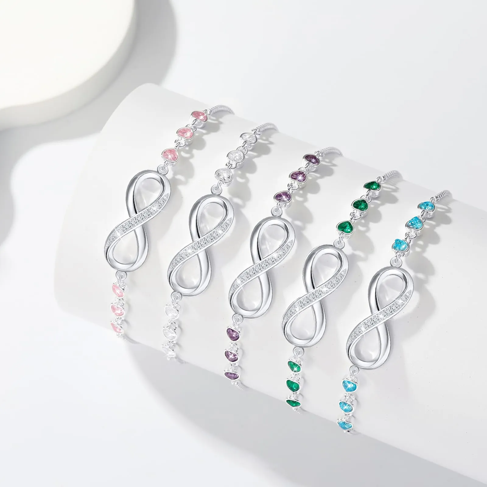 Esmoly Bracciale Donna Argento Infinito con Cuore e Zircone Regolabile (09) - immagine 3