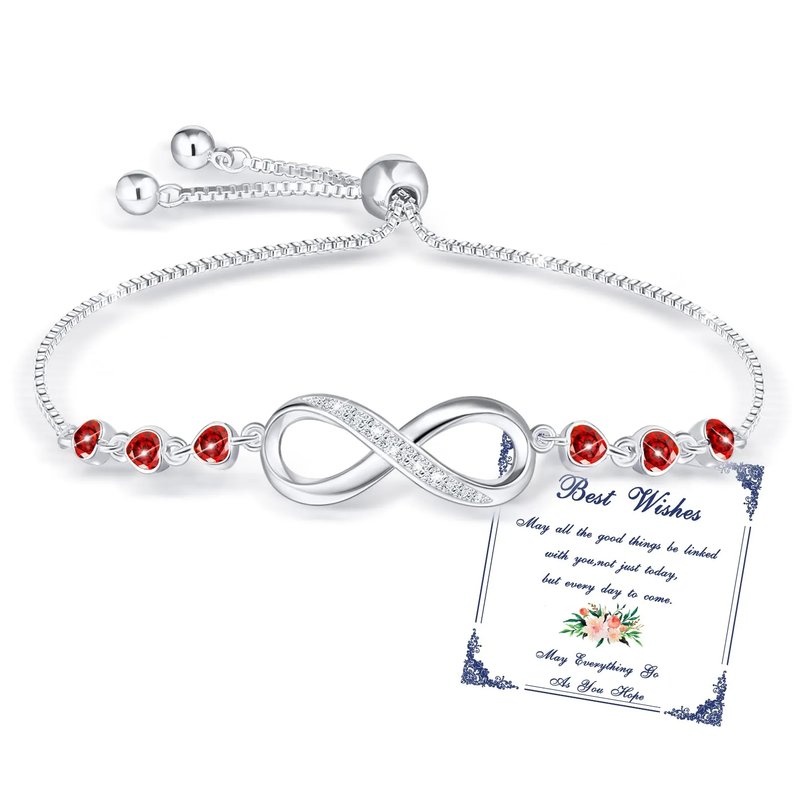 Esmoly Bracciale Donna Argento Infinito con Cuore e Zircone Regolabile (07) - immagine 1