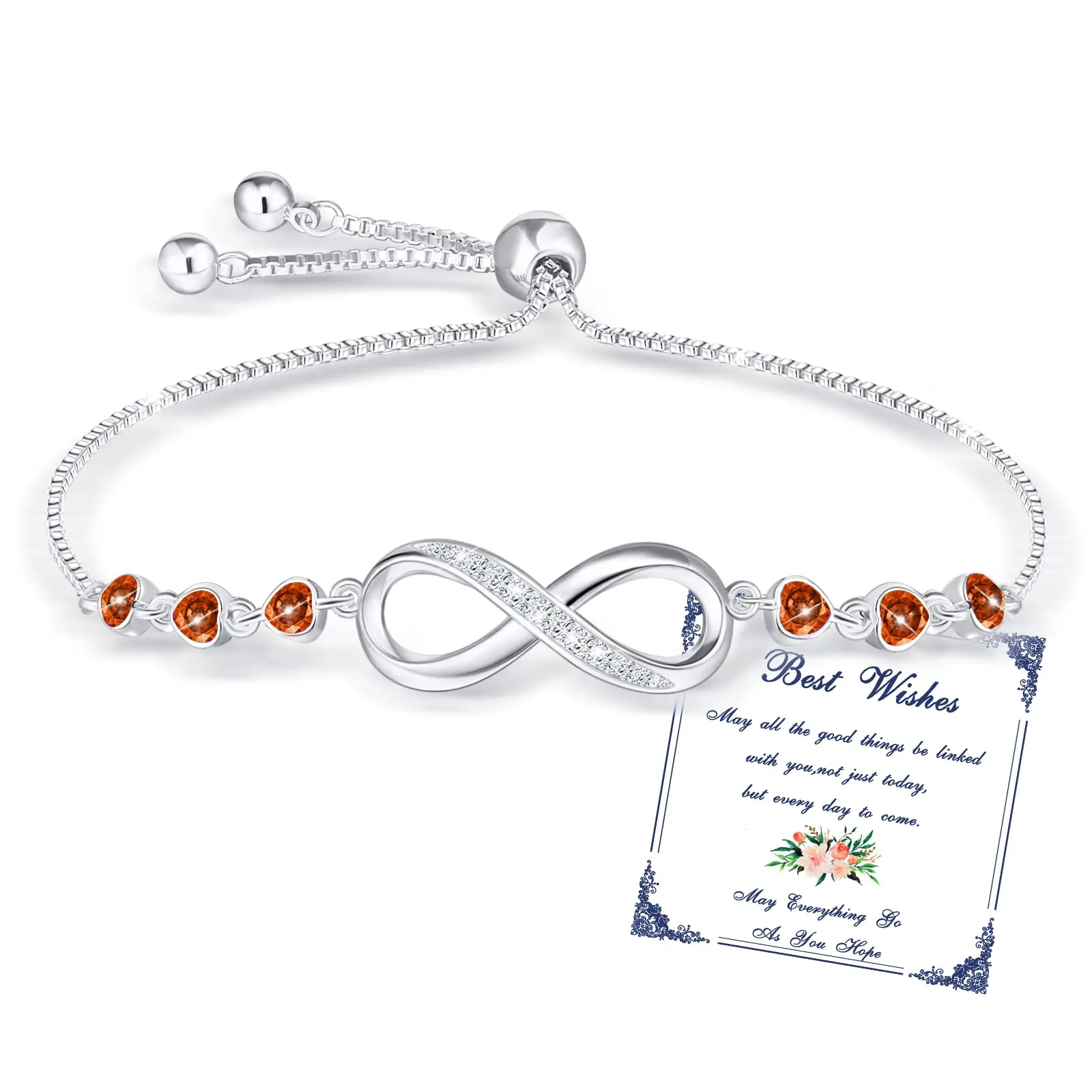 Esmoly Bracciale Donna Argento Infinito con Cuore e Zircone Regolabile (01) - immagine 1