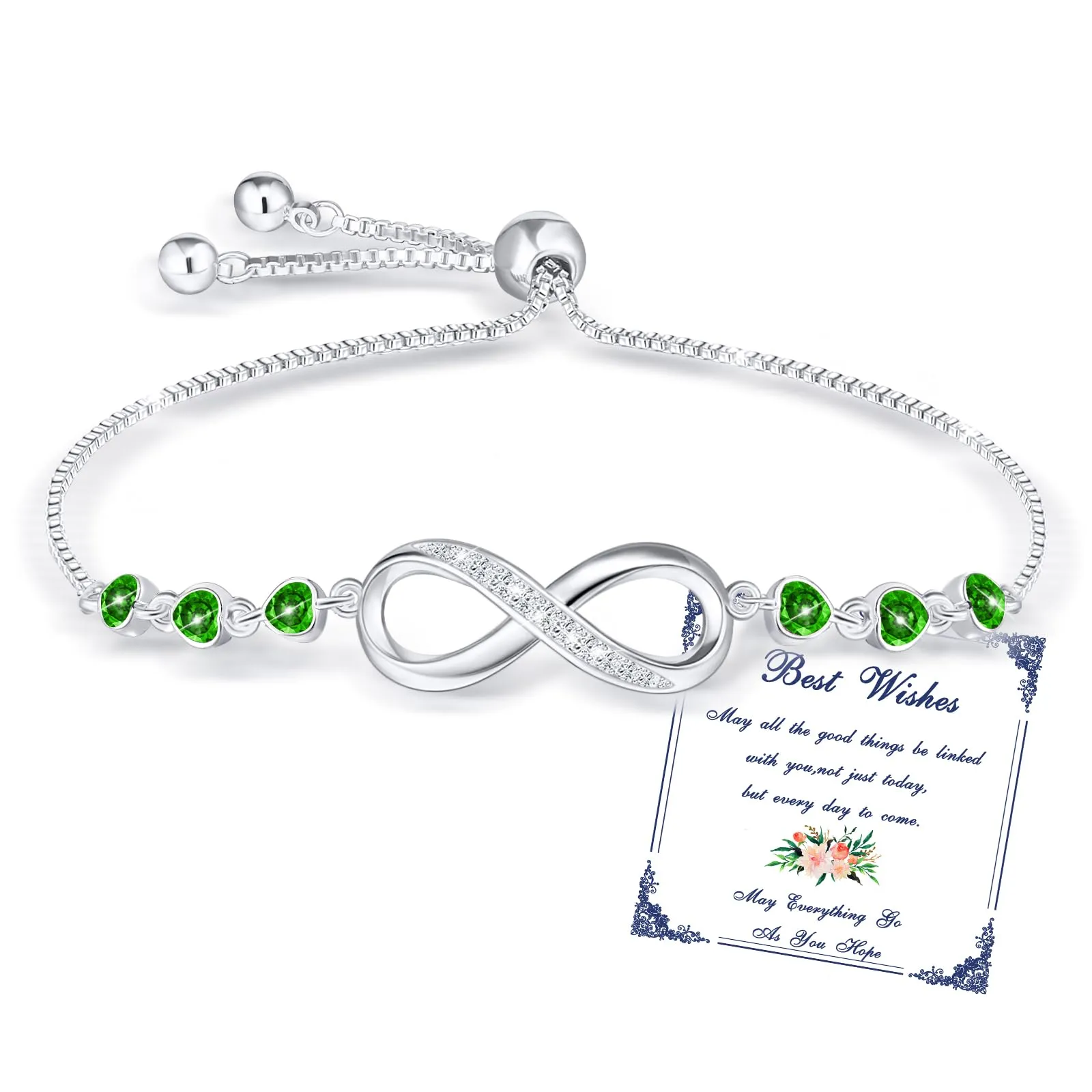 Esmoly Bracciale Donna Argento Infinito con Cuore e Zircone Regolabile (05) - immagine 1
