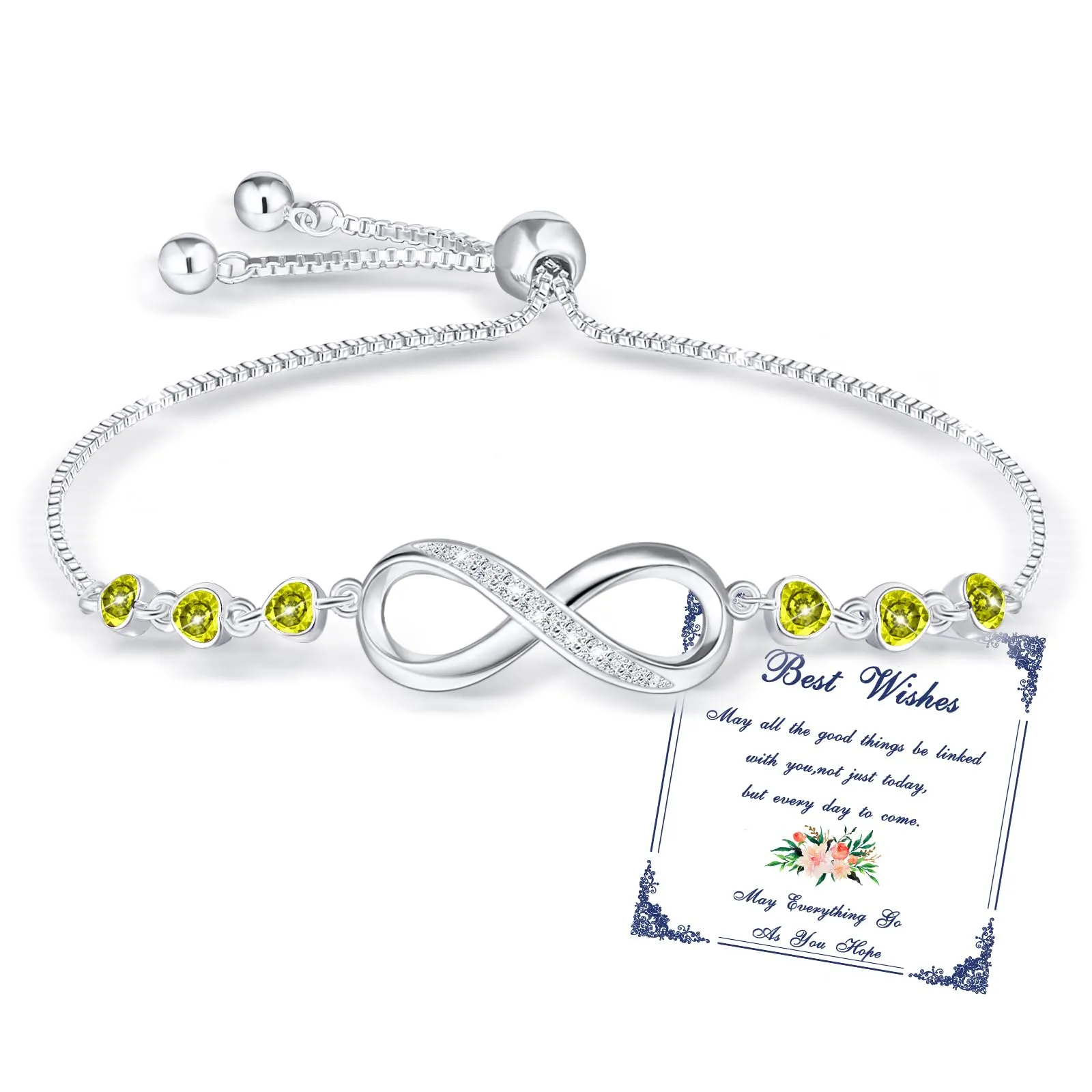 Esmoly Bracciale Donna Argento Infinito con Cuore e Zircone Regolabile (08) - immagine 1