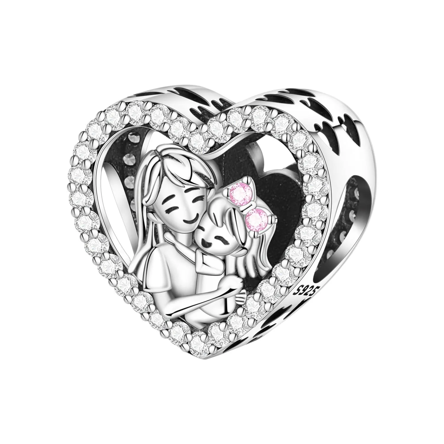 PANPOKI Charms in Argento 925 Tema Amore Infinito - Infermiera con Cuore, Madre e Figlia, Pendenti per Bracciali e Collane - immagine 1