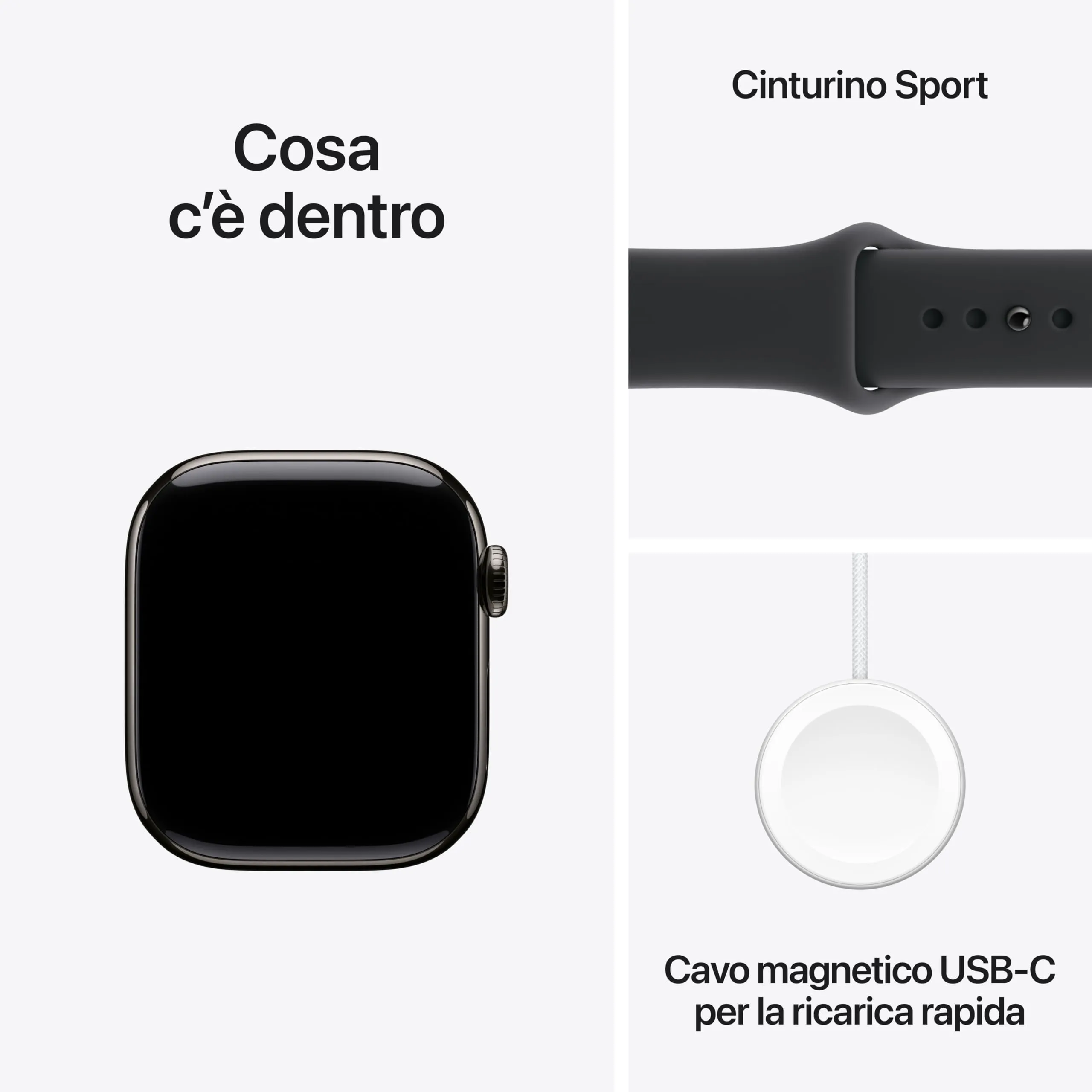 Apple Watch Series 11 GPS + Cellular, 42 mm, Titanio Ardesia, Cinturino Sport Nero, S/M - immagine 6