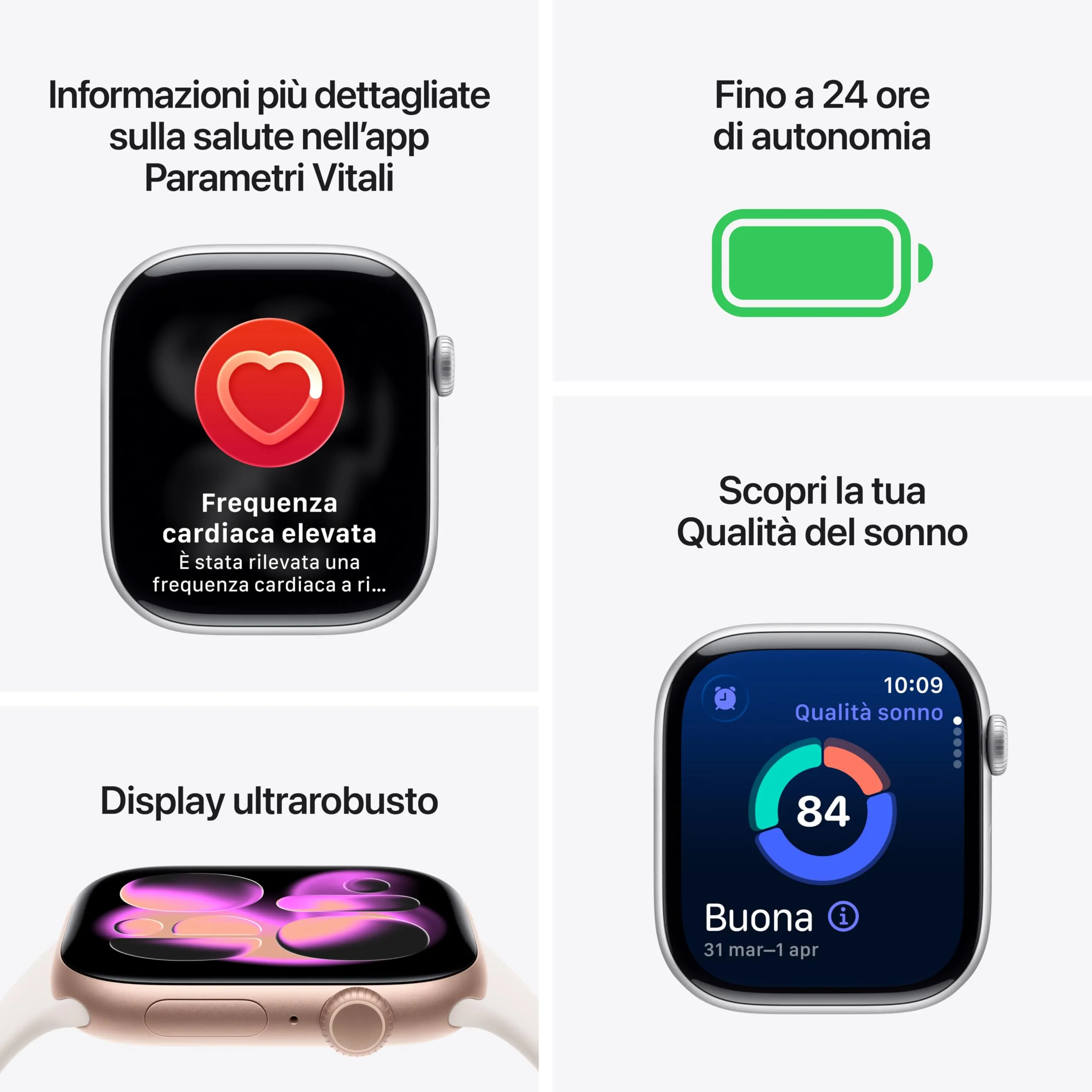 Apple Watch Series 11 GPS + Cellular, 46 mm, Alluminio Argento, Cinturino Sport Viola Nebbia, M/L - immagine 2