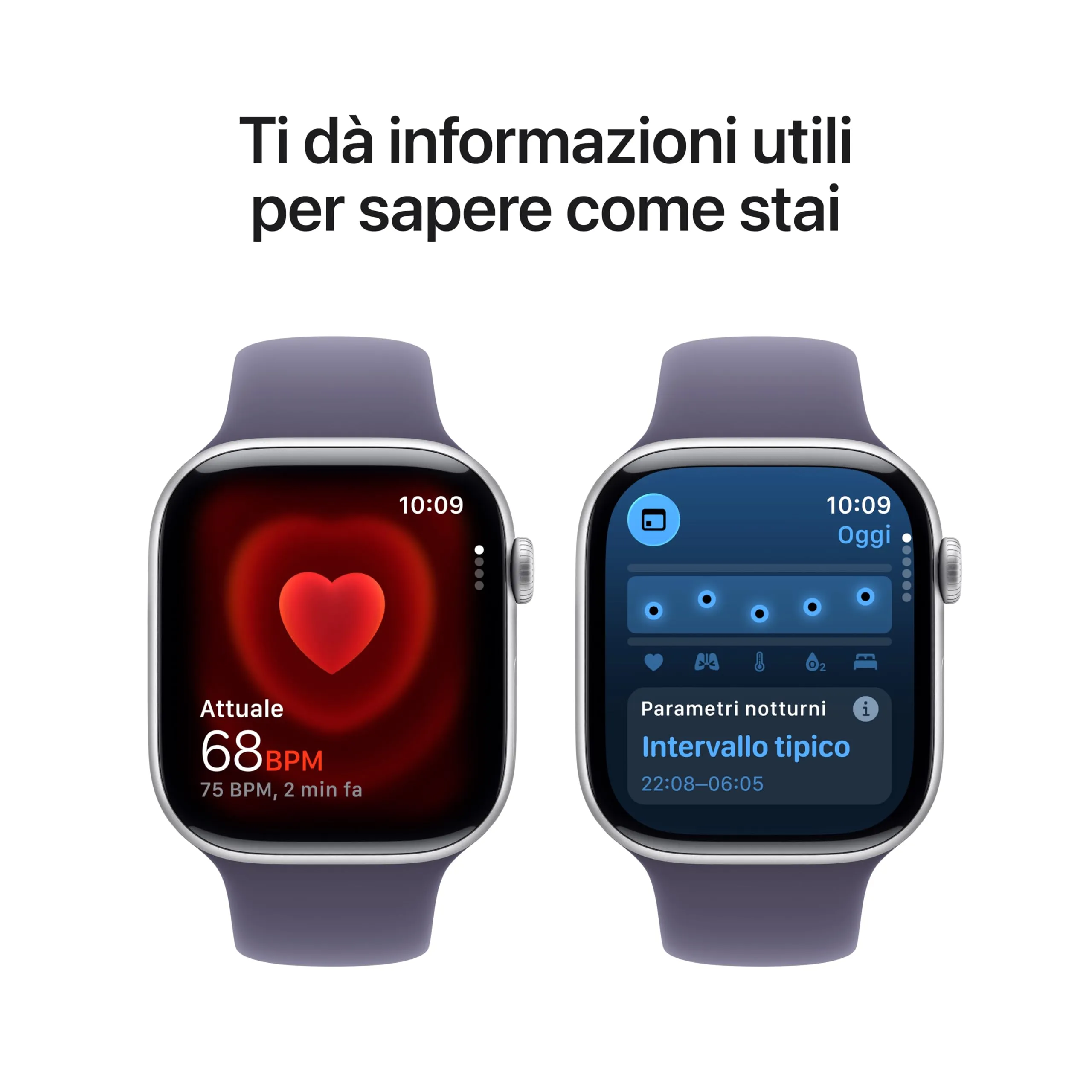 Apple Watch Series 11 GPS + Cellular, 46 mm, Alluminio Argento, Cinturino Sport Viola Nebbia, M/L - immagine 4