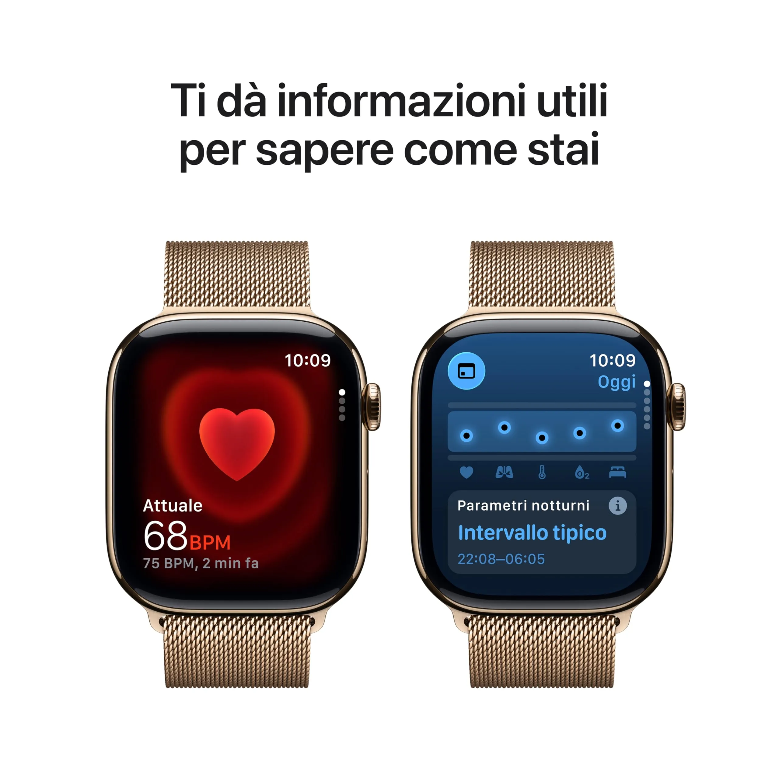 Apple Watch Series 11 GPS + Cellular, 46 mm, Titanio Oro, Loop in Maglia Milanese Oro, S/M - immagine 4