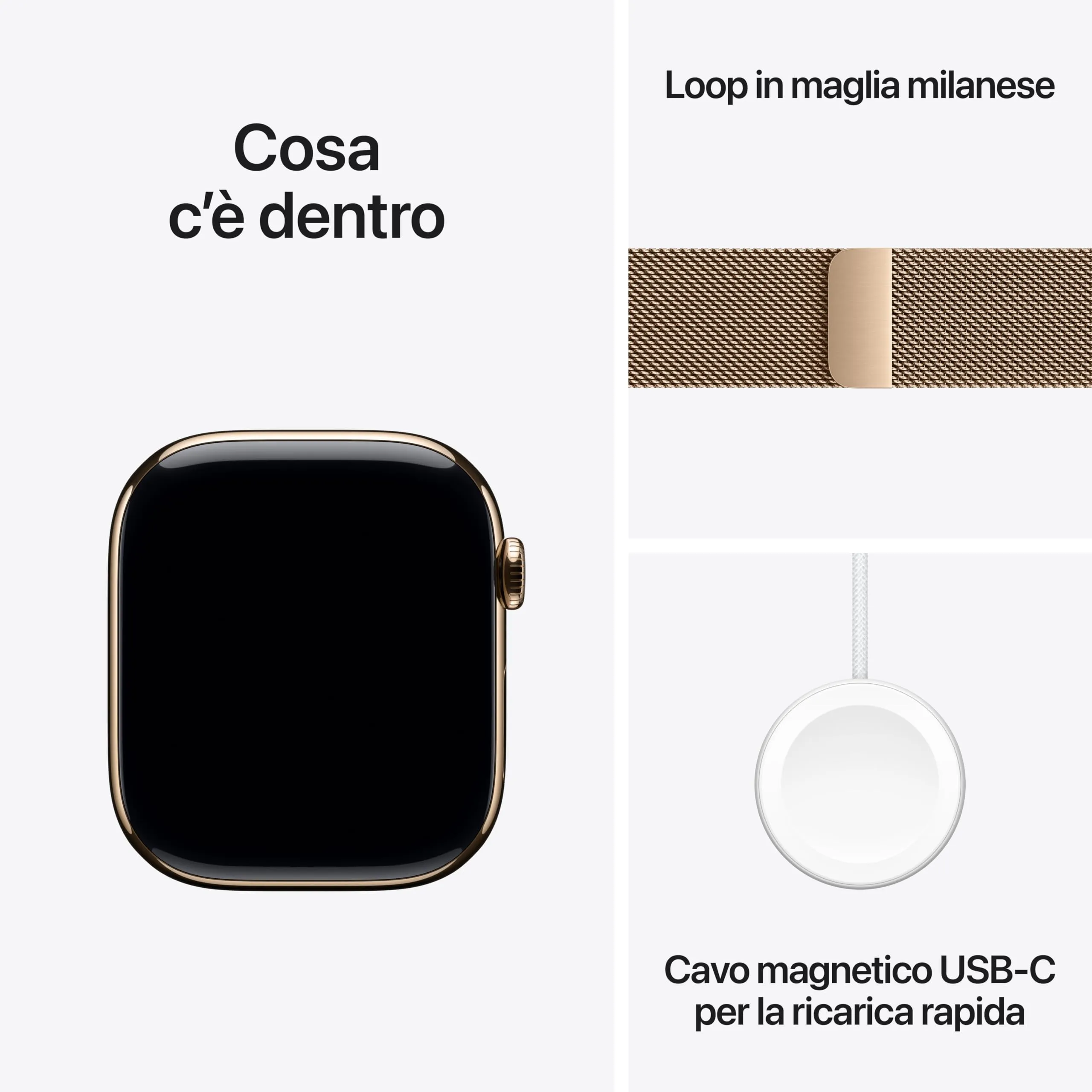 Apple Watch Series 11 GPS + Cellular, 46 mm, Titanio Oro, Loop in Maglia Milanese Oro, S/M - immagine 6