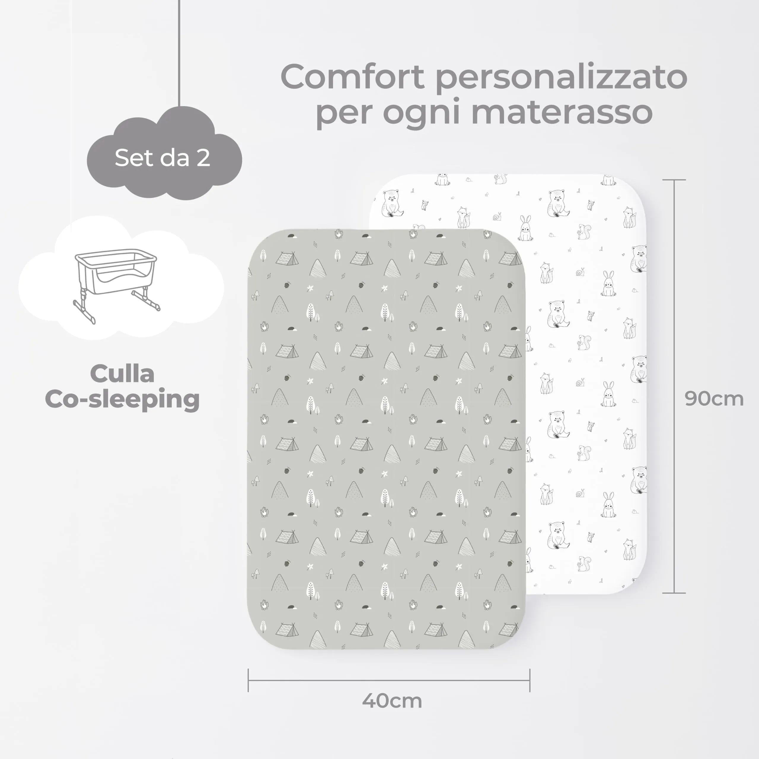 Dreamzie Set da 2 Lenzuola Culla 40x90 cm, 100% Cotone - immagine 2