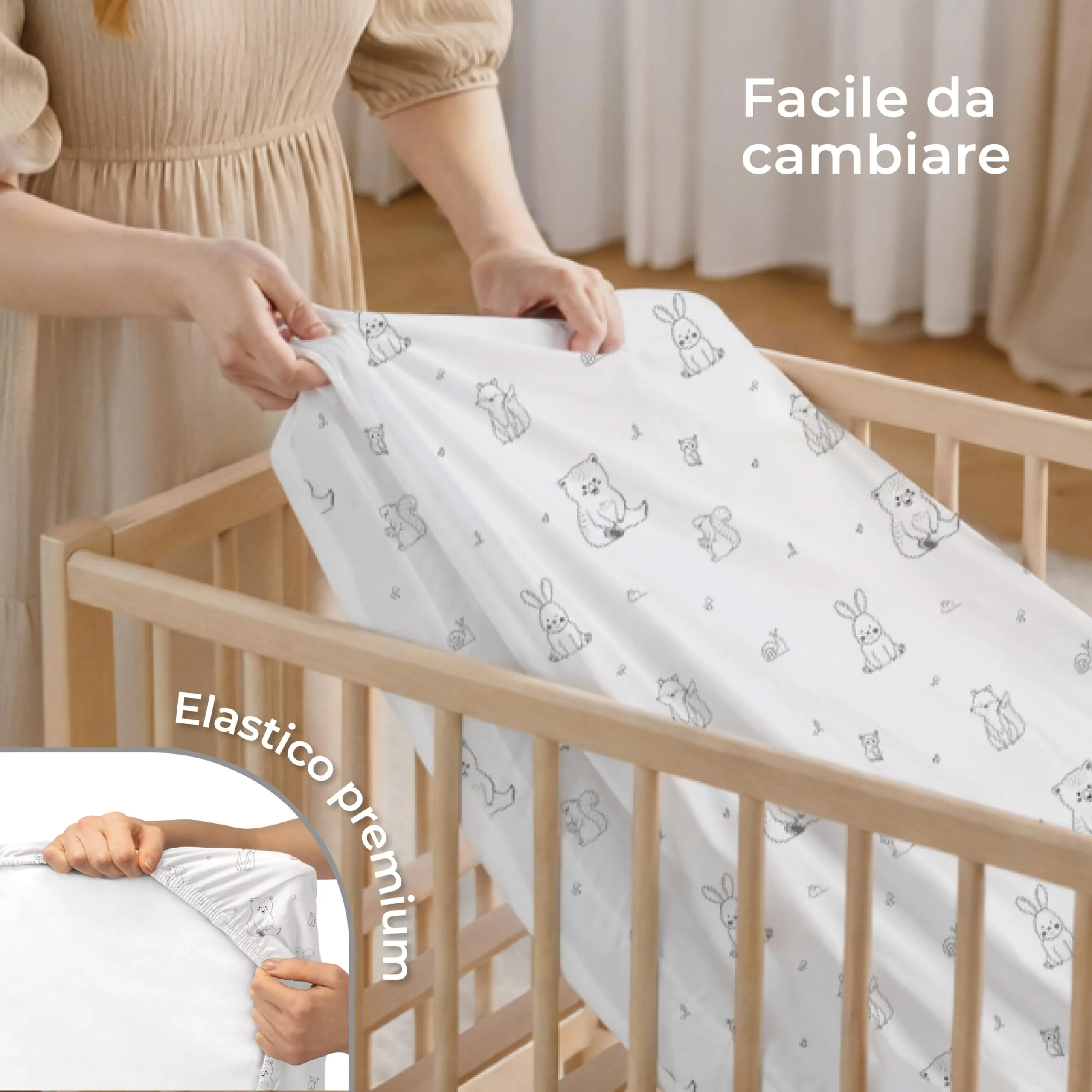 Dreamzie Set da 2 Lenzuola Culla 40x90 cm, 100% Cotone - immagine 6