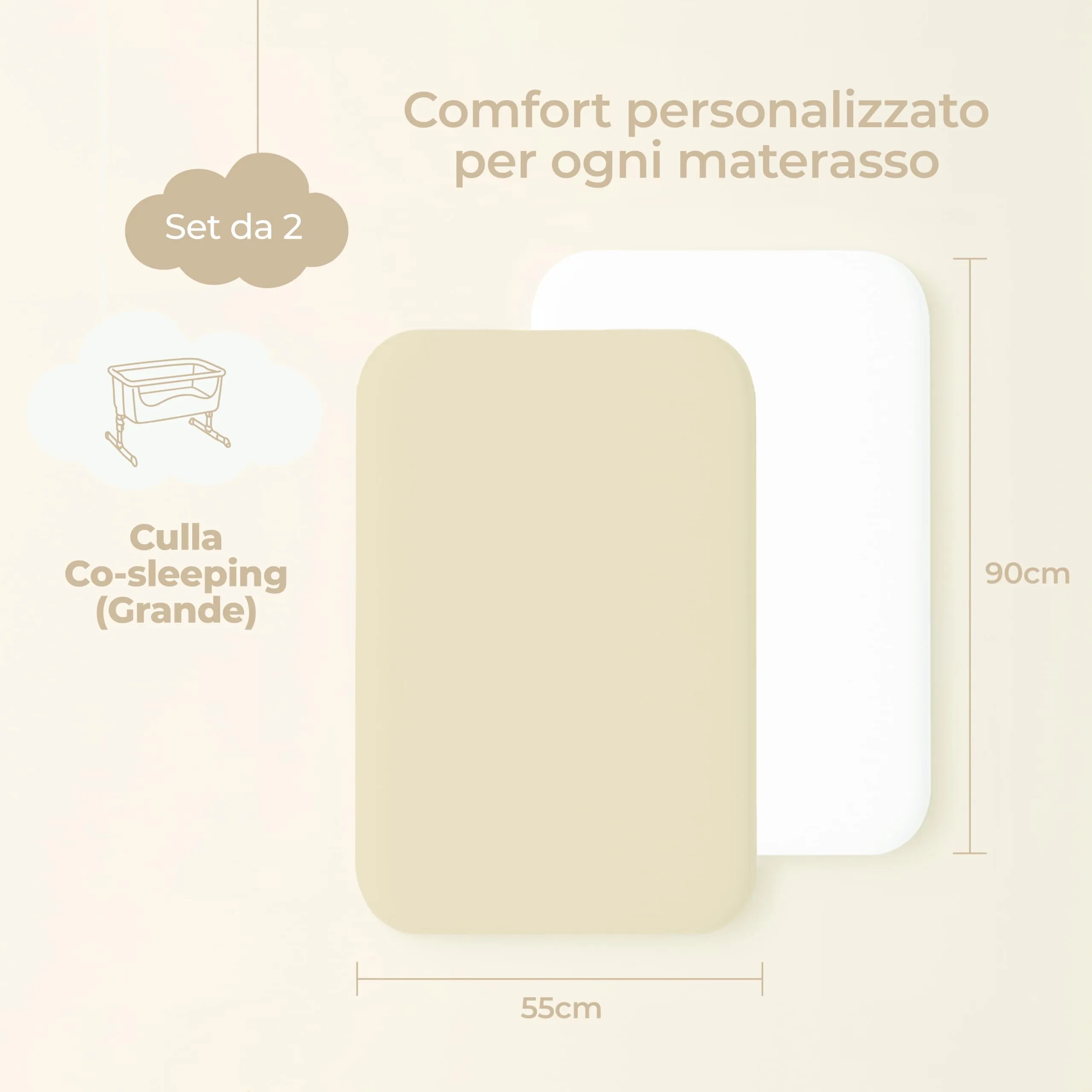 Dreamzie Set da 2 Lenzuola Culla 55x90 cm 100% Cotone - immagine 2