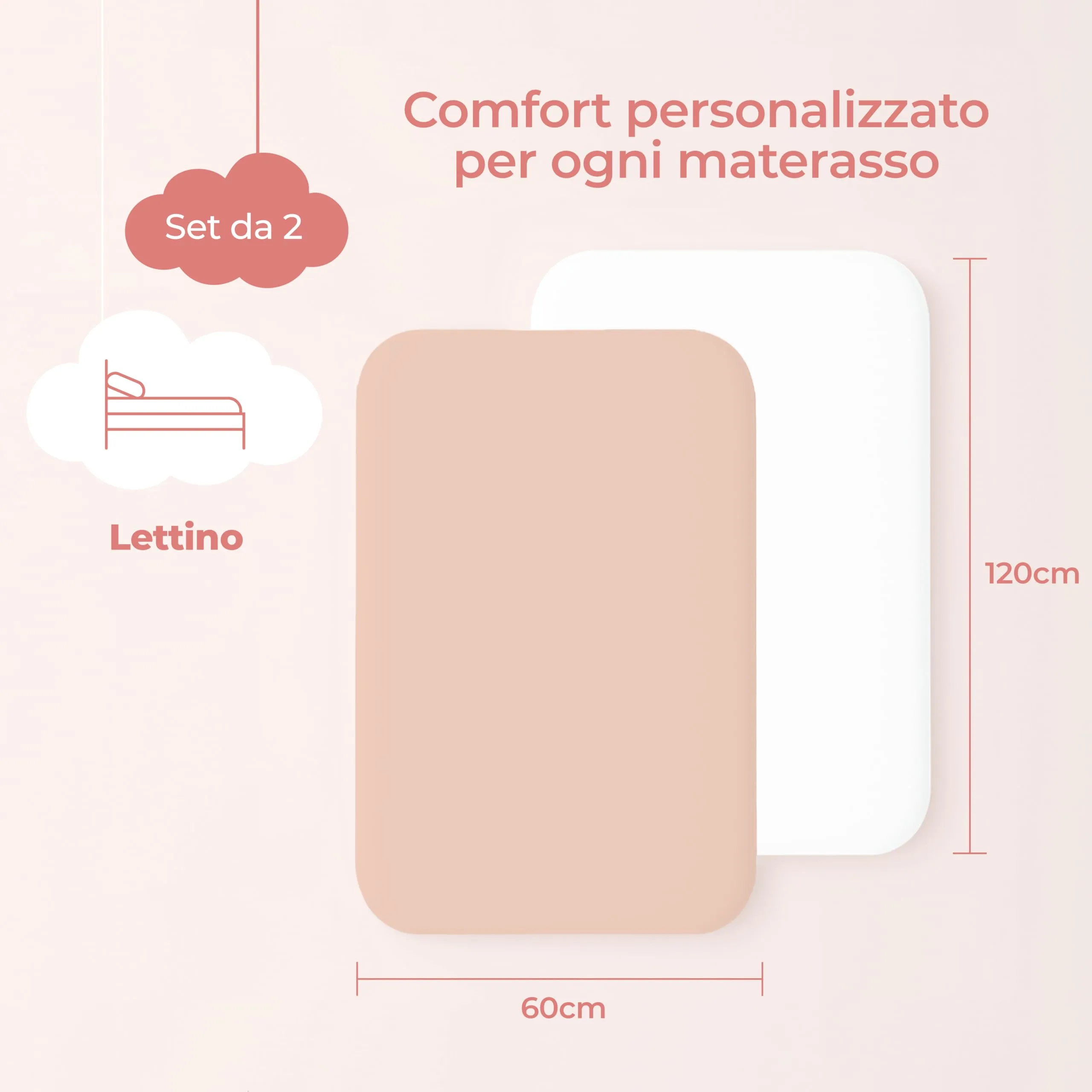 Dreamzie Set da 2 Lenzuola Lettino 60x120 cm, 100% Cotone - immagine 2