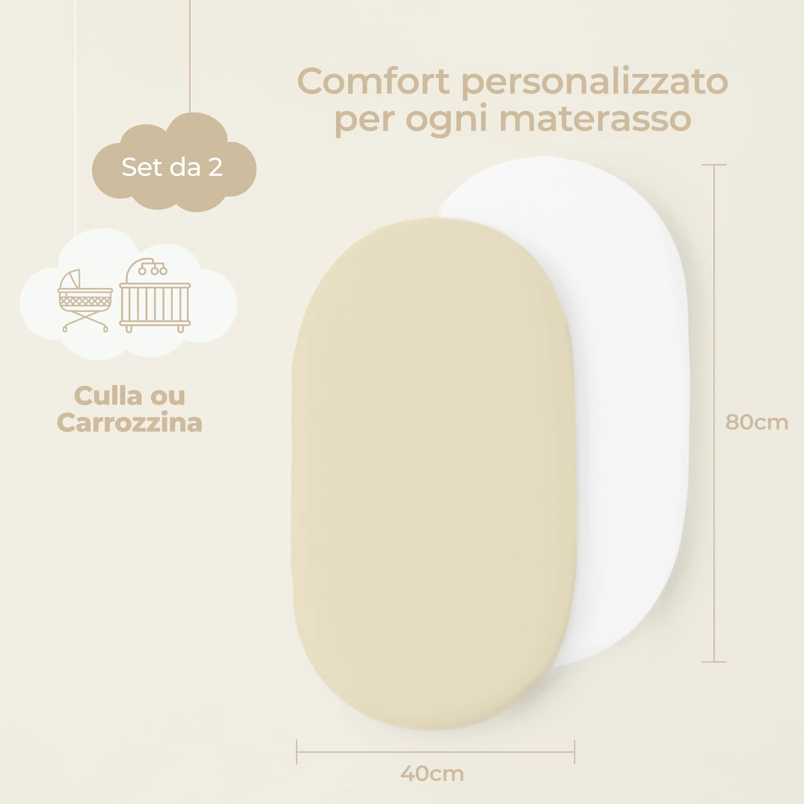 Dreamzie Set da 2 Lenzuola Culla 40x80 cm, 100% Cotone - immagine 2