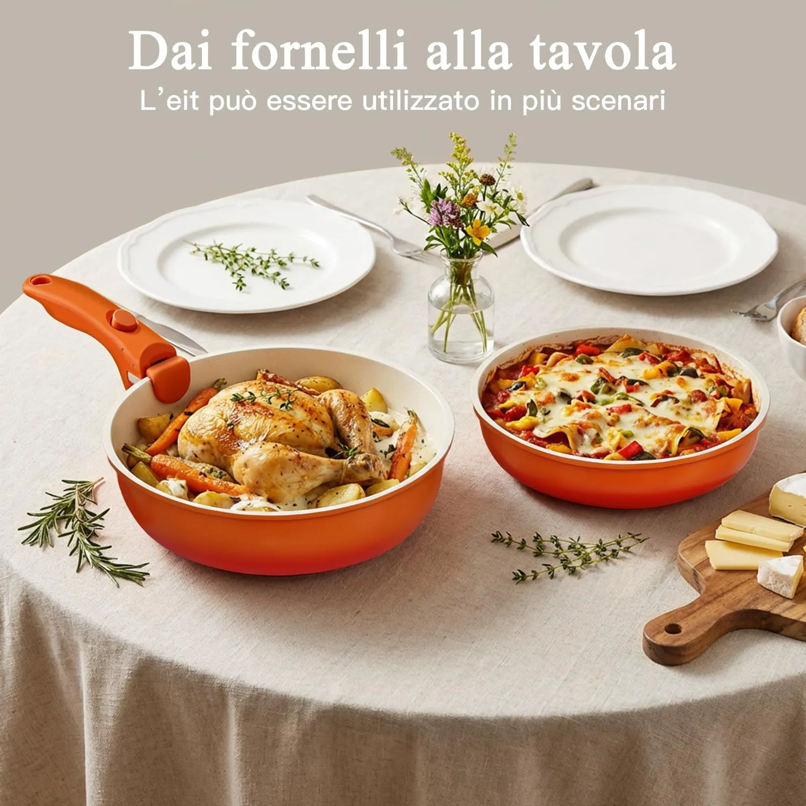GiPP Set di Padelle Antiaderente 11 Pezzi Compatibile Induzione, Arancione - immagine 8