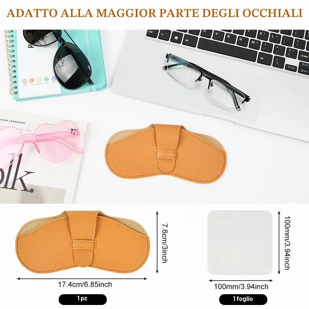 BUTBU Custodia Occhiali Morbida in Pelle PU, Marrone Chiaro - immagine 2