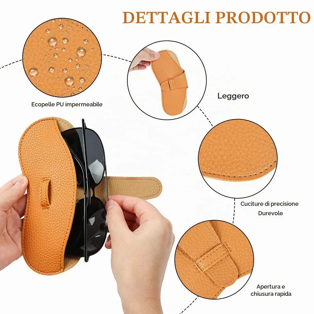BUTBU Custodia Occhiali Morbida in Pelle PU, Marrone Chiaro - immagine 3