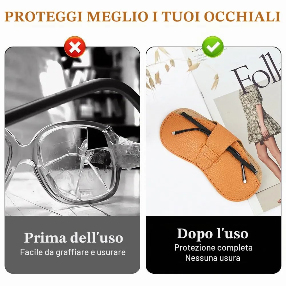 BUTBU Custodia Occhiali Morbida in Pelle PU, Marrone Chiaro - immagine 6