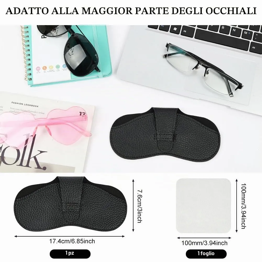 BUTBU Custodia Occhiali Morbida in Pelle PU, Nero - immagine 2