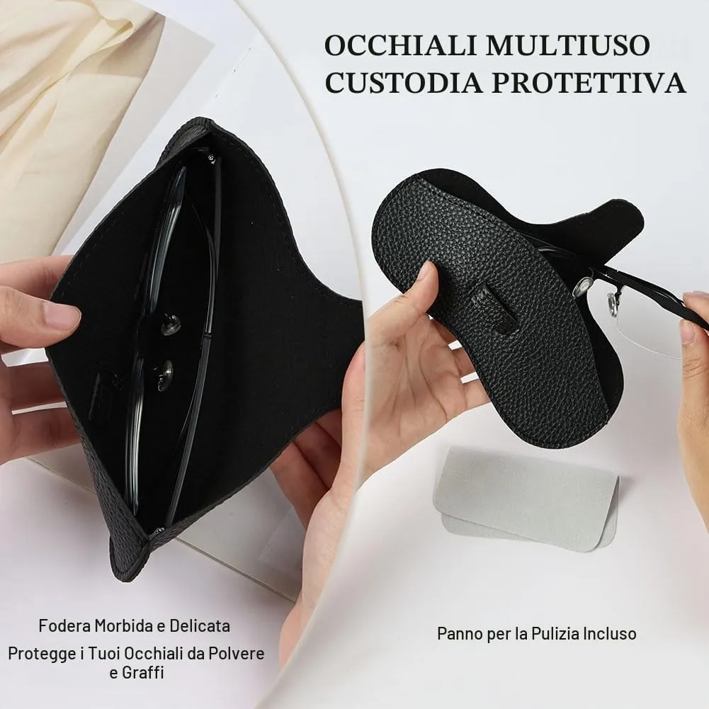 BUTBU Custodia Occhiali Morbida in Pelle PU, Nero - immagine 5